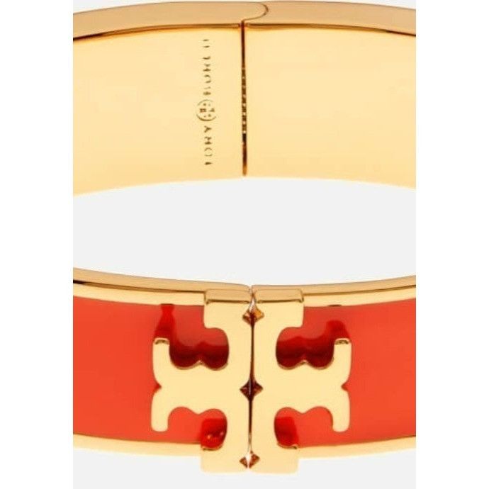 Tory Burch ✺✺ Tory Burch Womens Red & Gold Kira Hinged Enamel Bracelet Size ONE SIZE - 3 Thumbnail