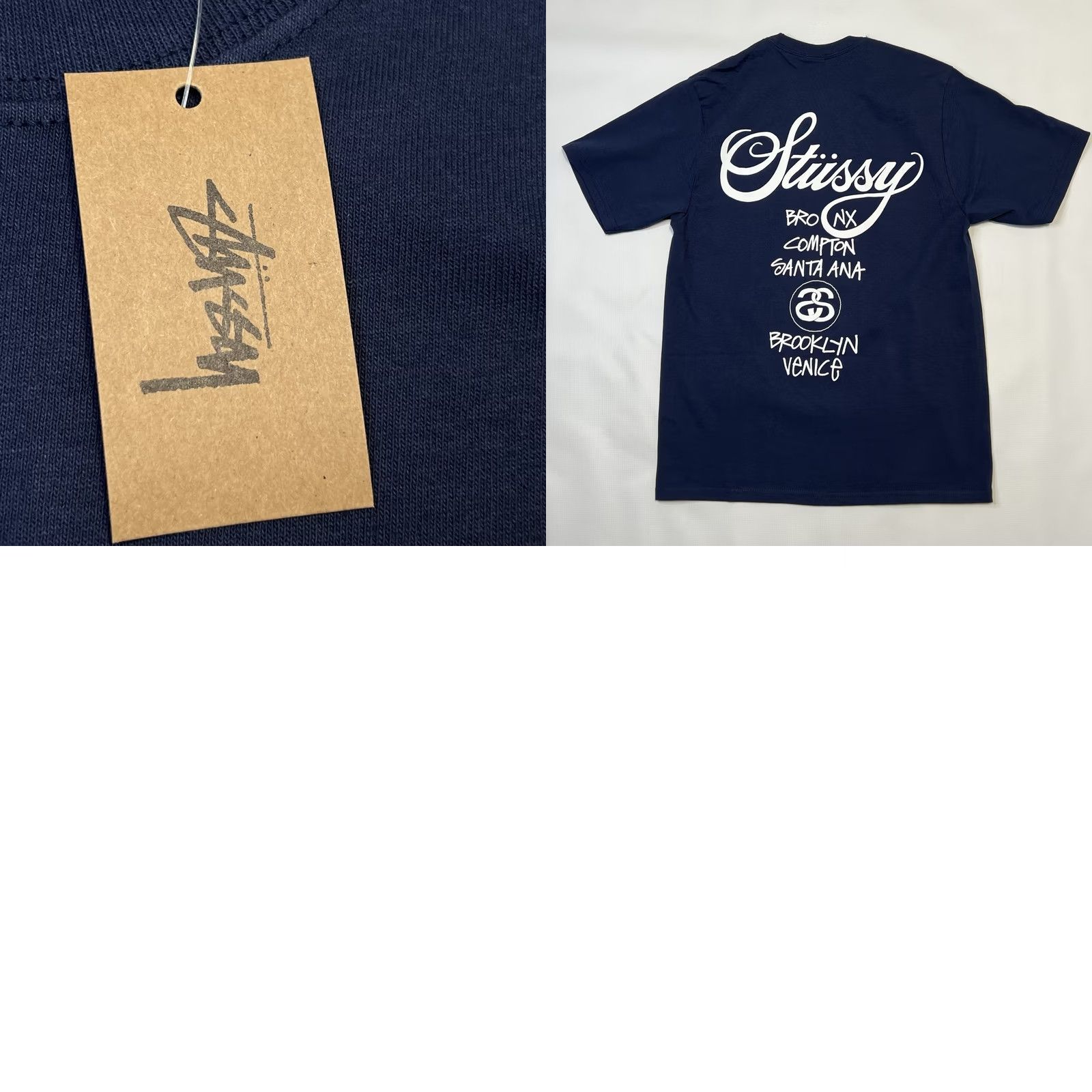 Vintage Stussy World Tour Logo Tee Shirt Blue Mens M Short Sleeve Graphic Print T-Shirt 2020s Regular Fit Size US M / EU 48-50 / 2 - 8 Thumbnail
