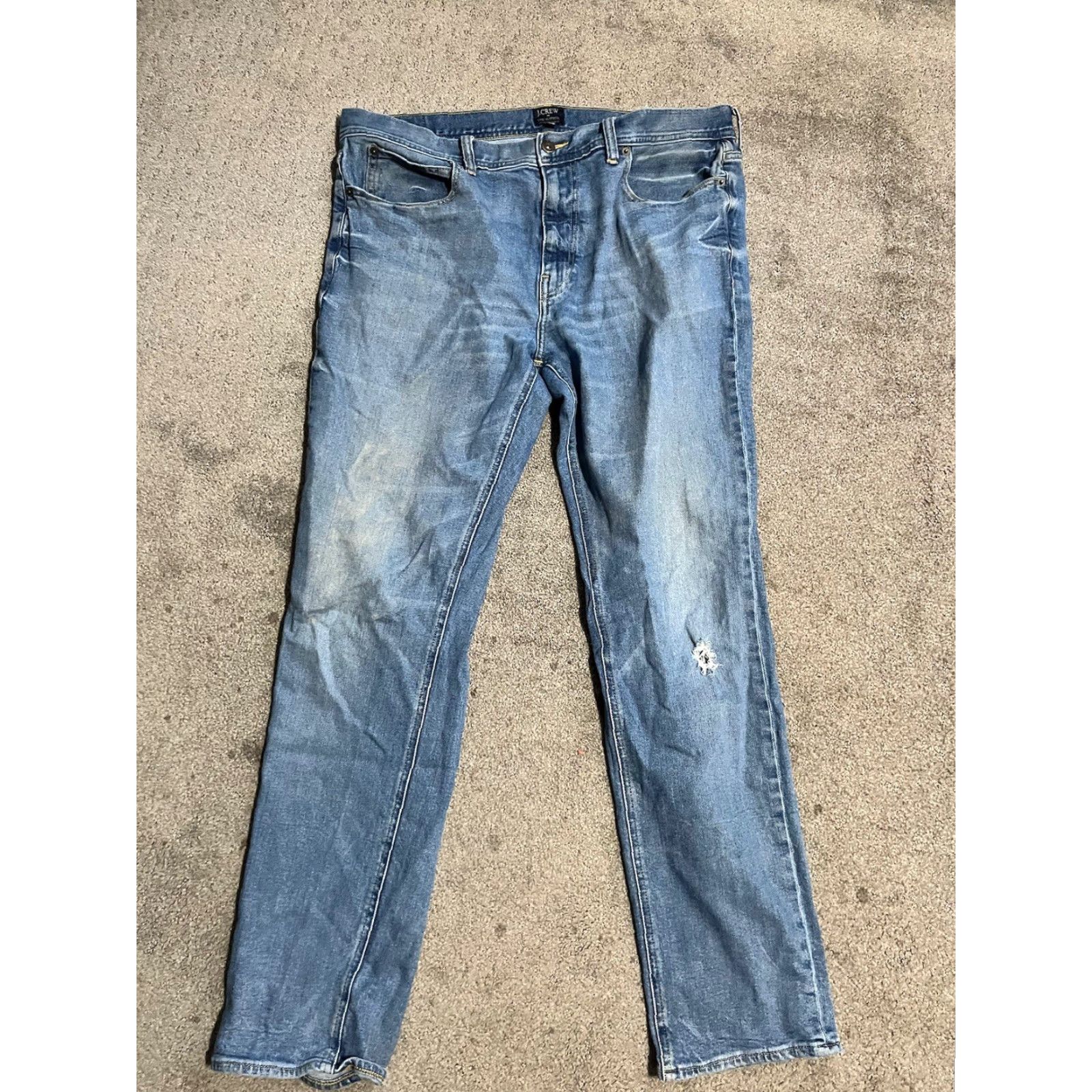 J.Crew J.CREW Jeans Mens 35x32 Blue The Sutton Straight Leg Medium Wash Cotton Denim Size US 35 - 3 Thumbnail