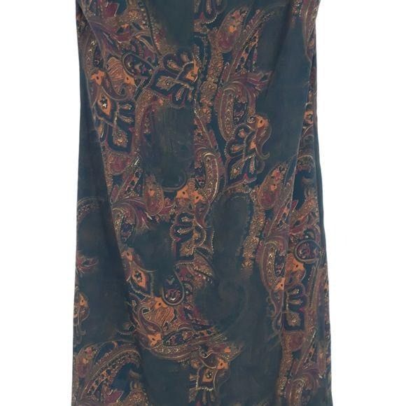 Vintage Vtg 90s Witchy Burnt Paisley Maxi Dress Sz M Black Double Sl Size M / US 6-8 / IT 42-44 - 12 Thumbnail