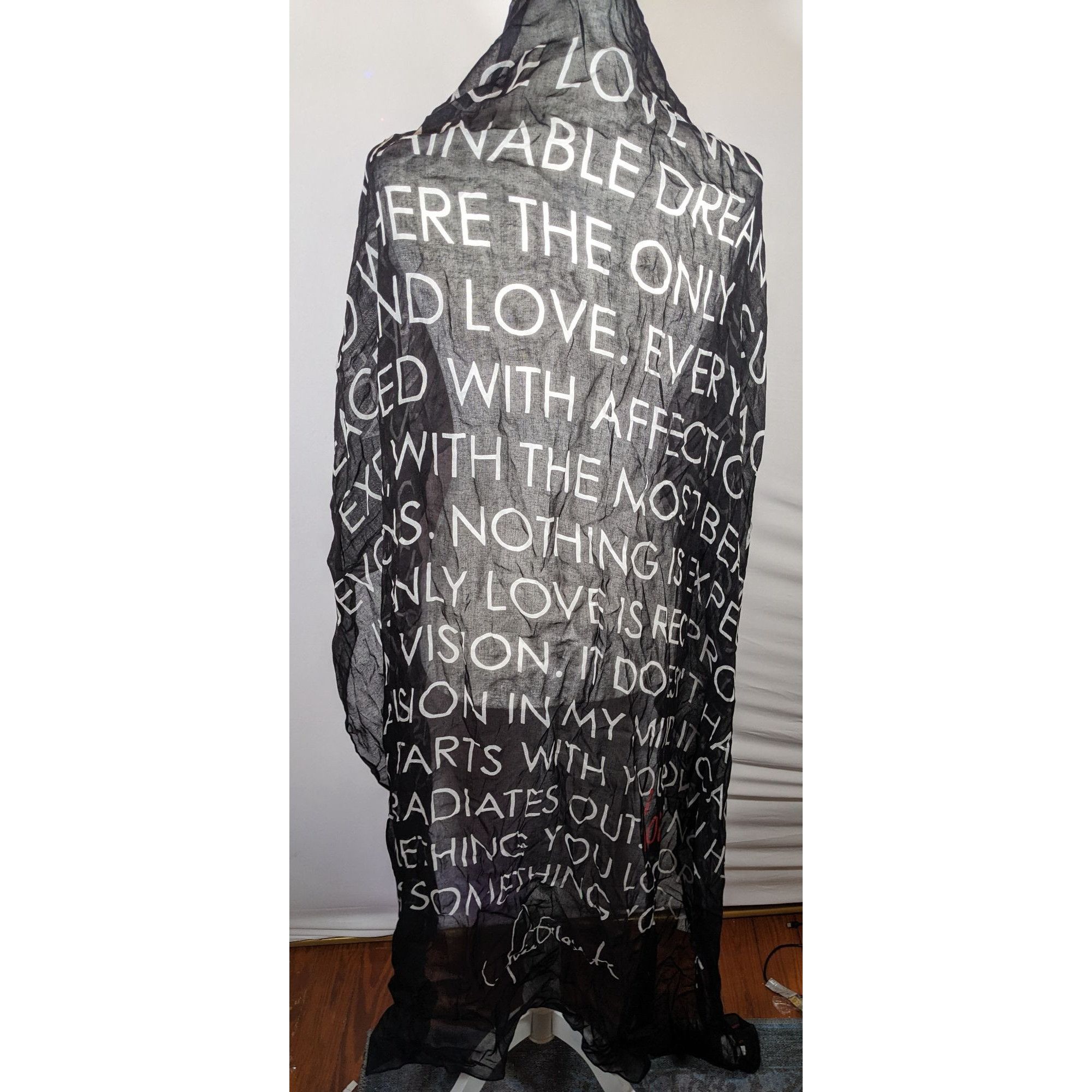 Other Alina Villasante I Am Love Black Semi Sheer Scarf/Shawl/Wrap Size ONE SIZE - 4 Thumbnail