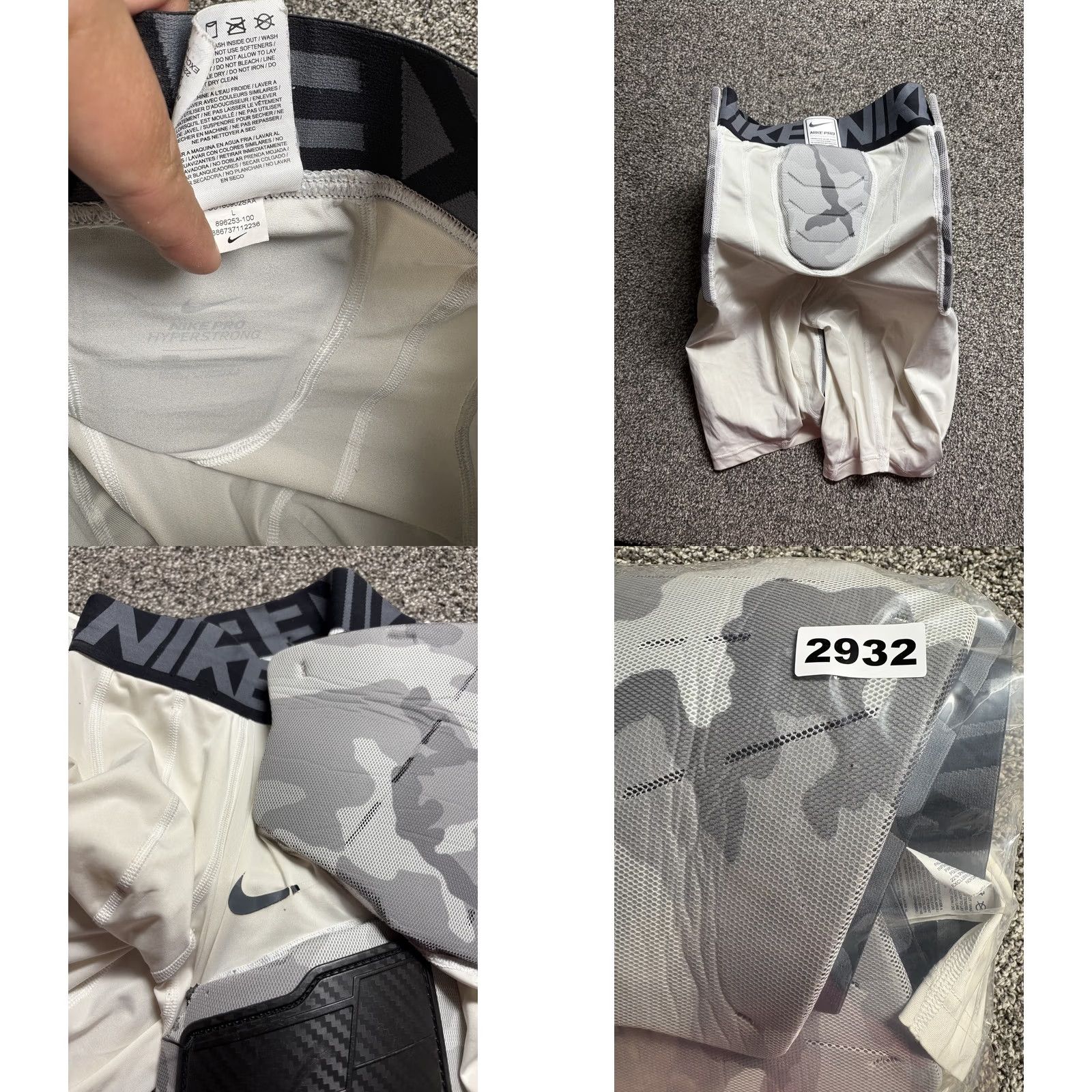 Nike Nike Pro Hyperstrong Padded Compression Shorts Mens Large White Size US 33 - 8 Thumbnail