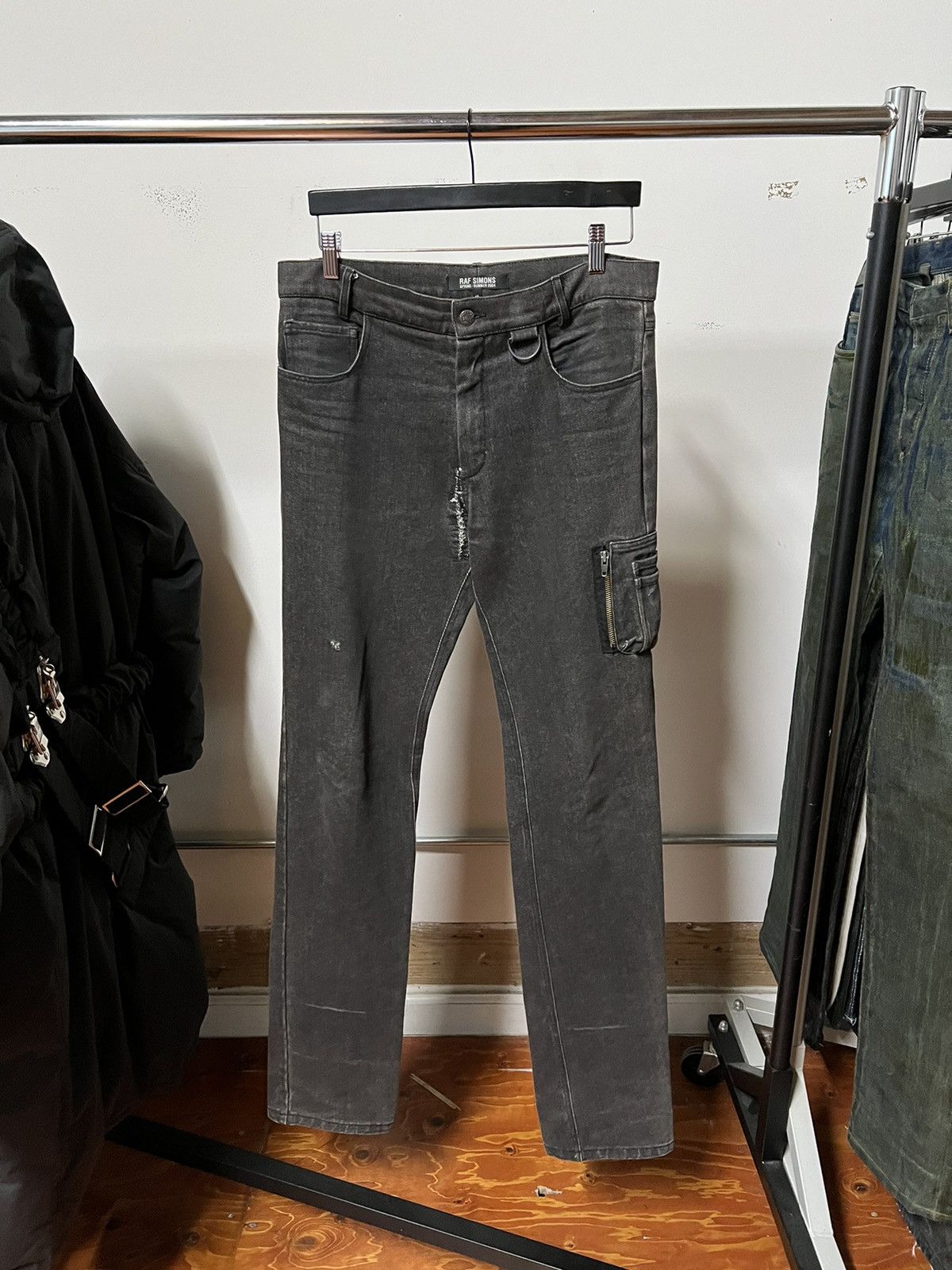 Image of Raf Simons Ss04 Ma-1 Cargo Jeans in Grey, Men's (Size 33)