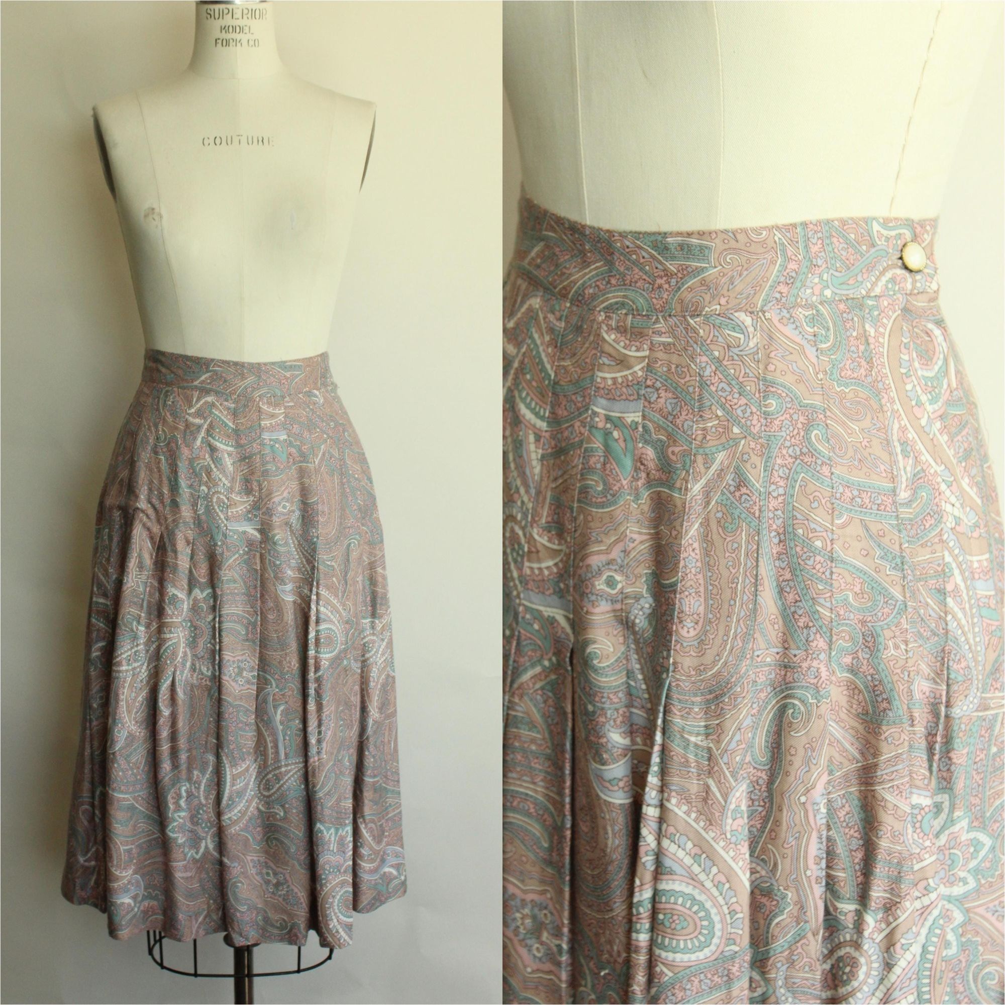 Vintage Vintage 1990s Skirt, SK & Company Pleated Rayon Pink, and Te Size 30" / US 8 / IT 44 - 1 Thumbnail