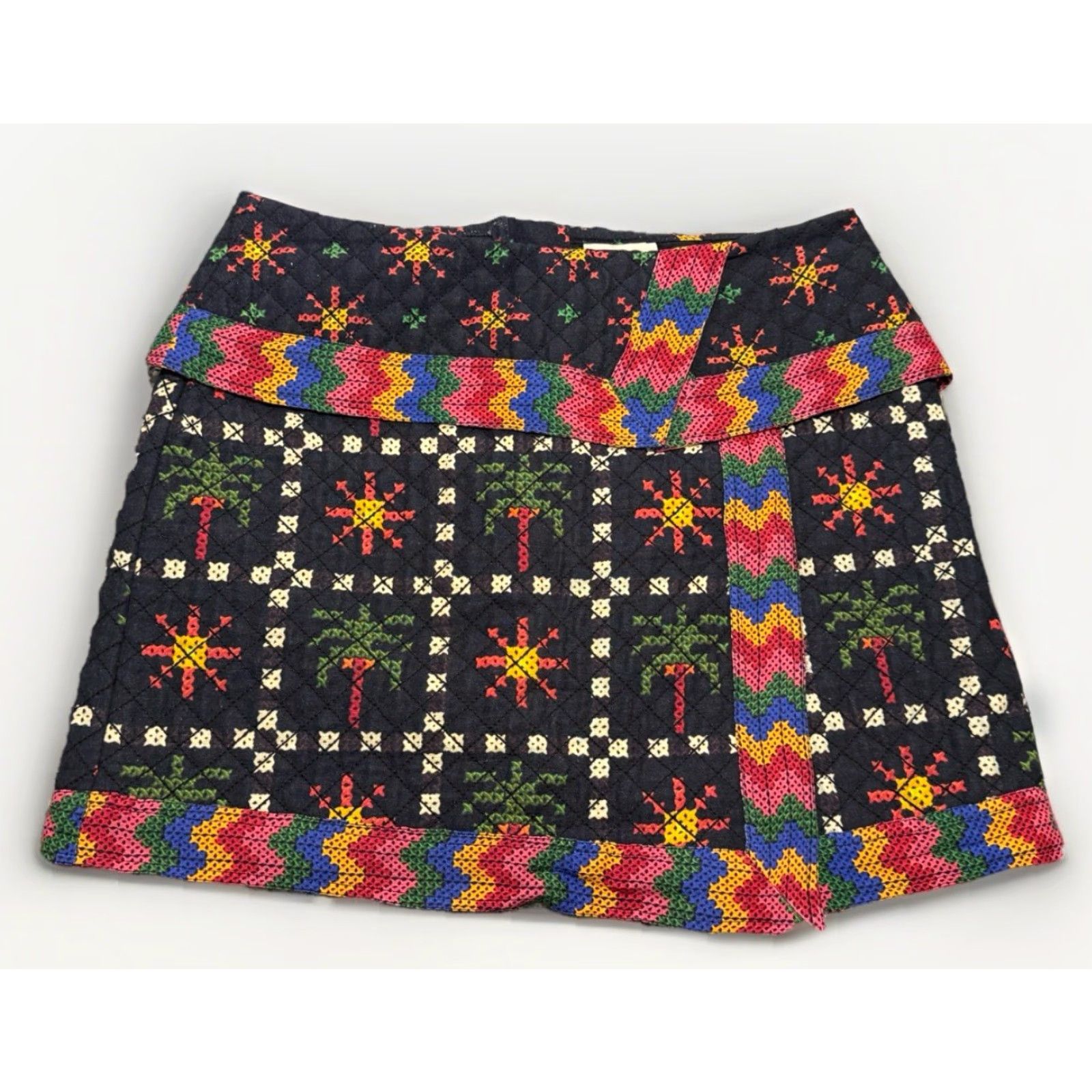 Farm Rio Farm Rio Skirt Womens Mini Quilted Multicolor Macaw Night Size 32" / US 10 / IT 46 - 4 Thumbnail