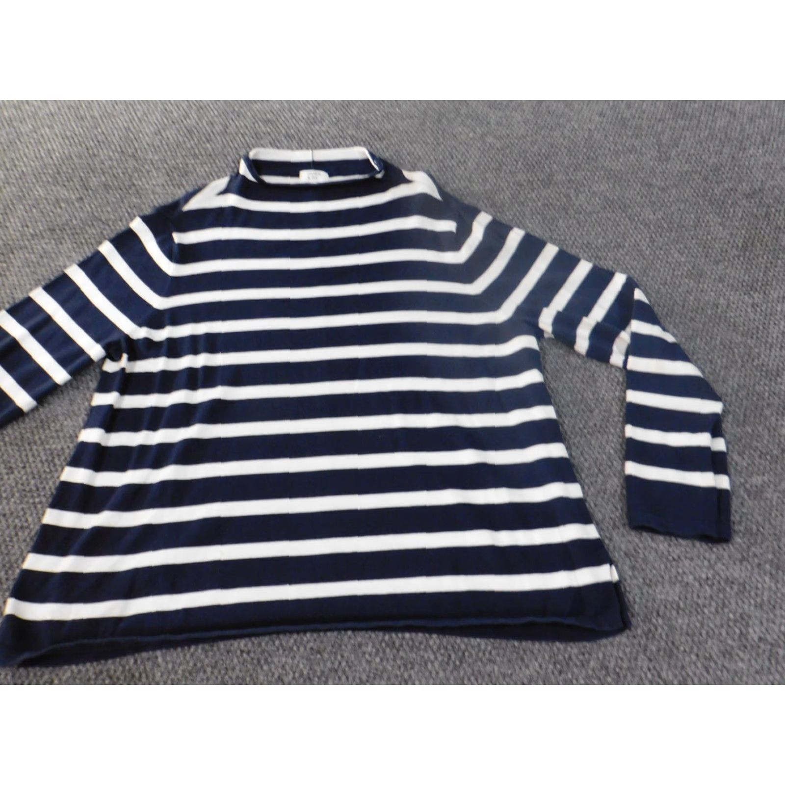 Vintage Crown & Ivy Sweater XL blue pullover Womens striped stretch cotton turtleneck Size XL / US 12-14 / IT 48-50 - 2 Thumbnail