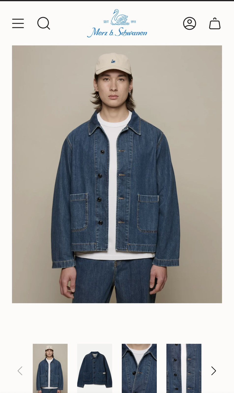 Merz B. Schwanen Merz b. Schwanen CROPPED WORKER'S DENIM JACKET Size US XL / EU 56 / 4 - 6 Thumbnail