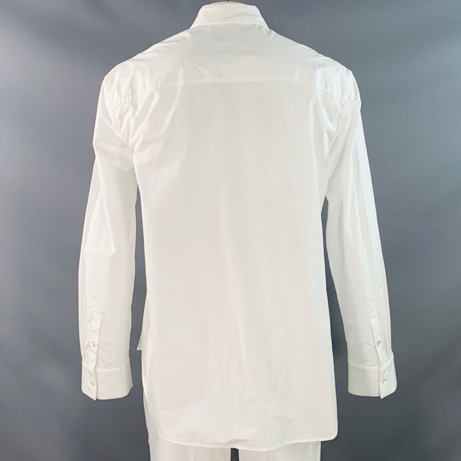 Nili Lotan NILI LOTAN White Cotton Pleated Bib Tuxedo Long Sleeve Shirt Size 48R - 4 Thumbnail