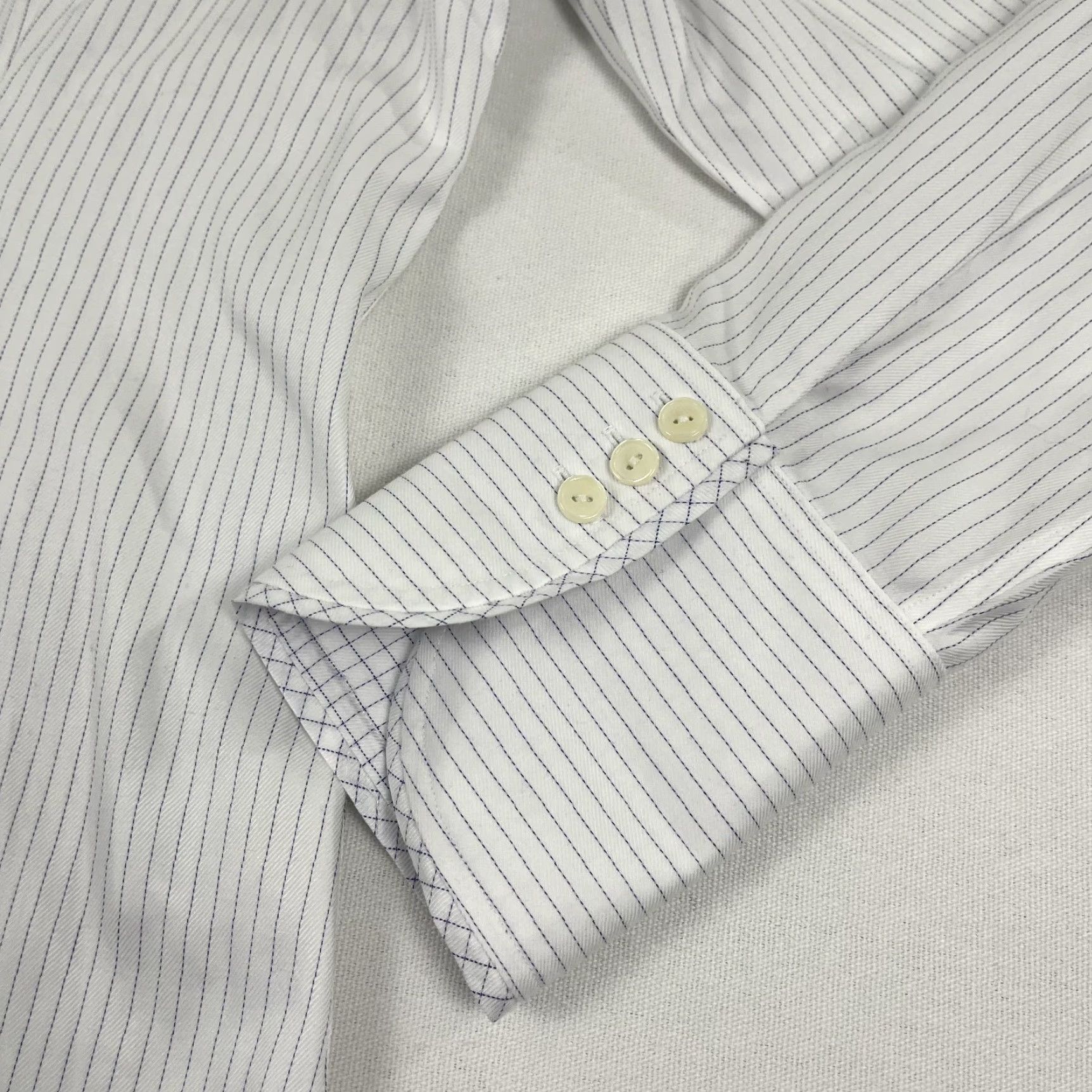 Vintage Hinson Wu Shirt Women Size 12 Button-Up White Striped Office Career Work Blouse Long Sleeve 100% Cotton Size XL / US 12-14 / IT 48-50 - 7 Thumbnail