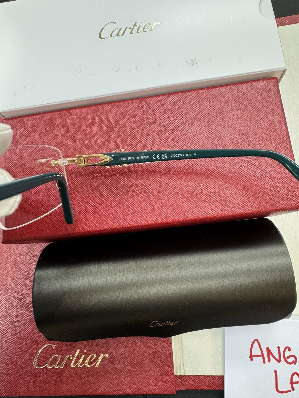 Cartier RARE Cartier Green Acetate Glasses Gold Rimless C Decor Size ONE SIZE - 3 Thumbnail