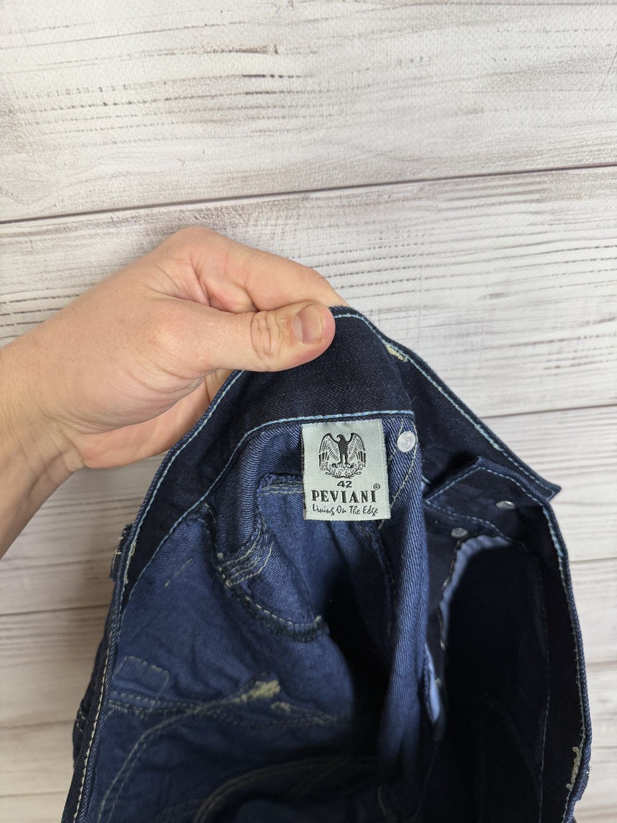 Other Archive Y2K Distressed Heavy Stitch Flare Jeans Dark Wash Size US 38 / EU 54 - 13 Thumbnail