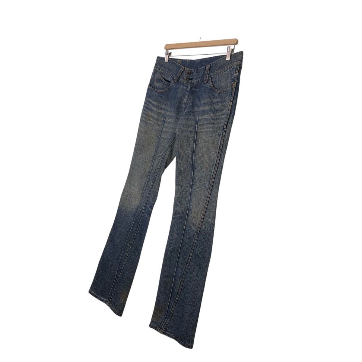 Japanese Brand Buffalo Jeans Y2K Moto Seam Denim — Early 2000s Archive Fade Size 33" - 3 Thumbnail
