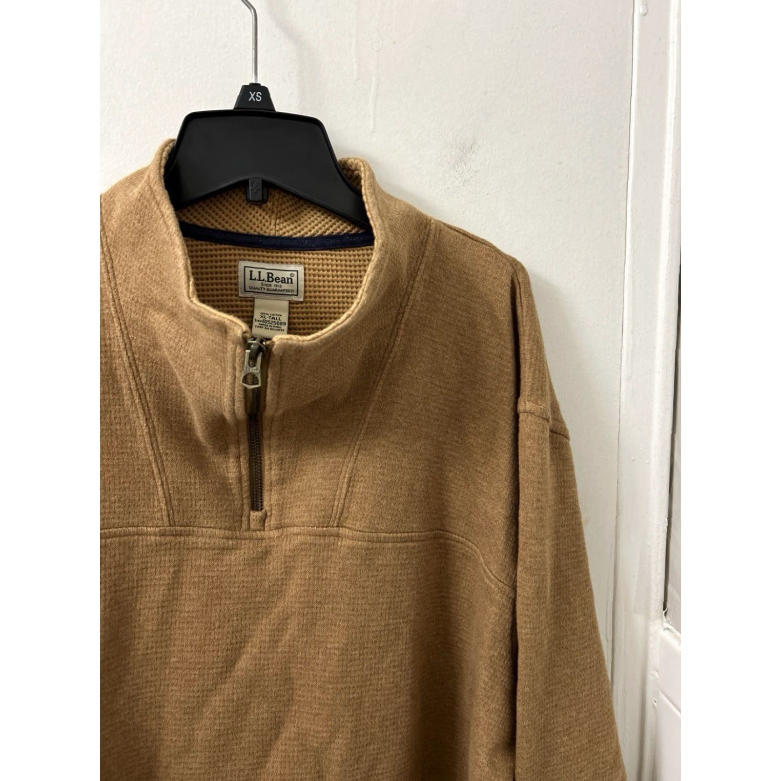 Vintage LL Bean 1/4 Zip Mens XL Brown Waffle-Knit Pullover Sweater L/S Mock Neck Casual Size US XL / EU 56 / 4 - 4 Thumbnail