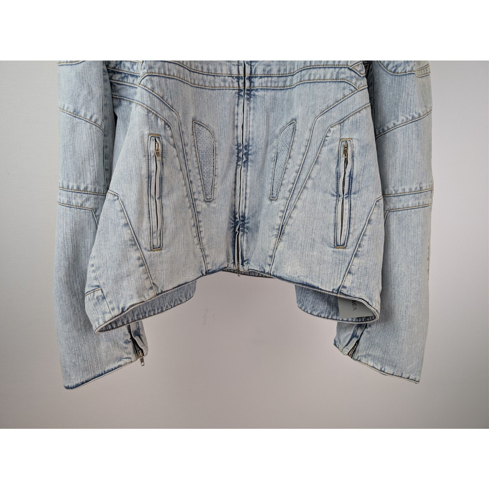 Balenciaga o1rshd1 Italian Indigo Ring Denim Racer Jacket Bleached Ring Size US XL / EU 56 / 4 - 4 Thumbnail