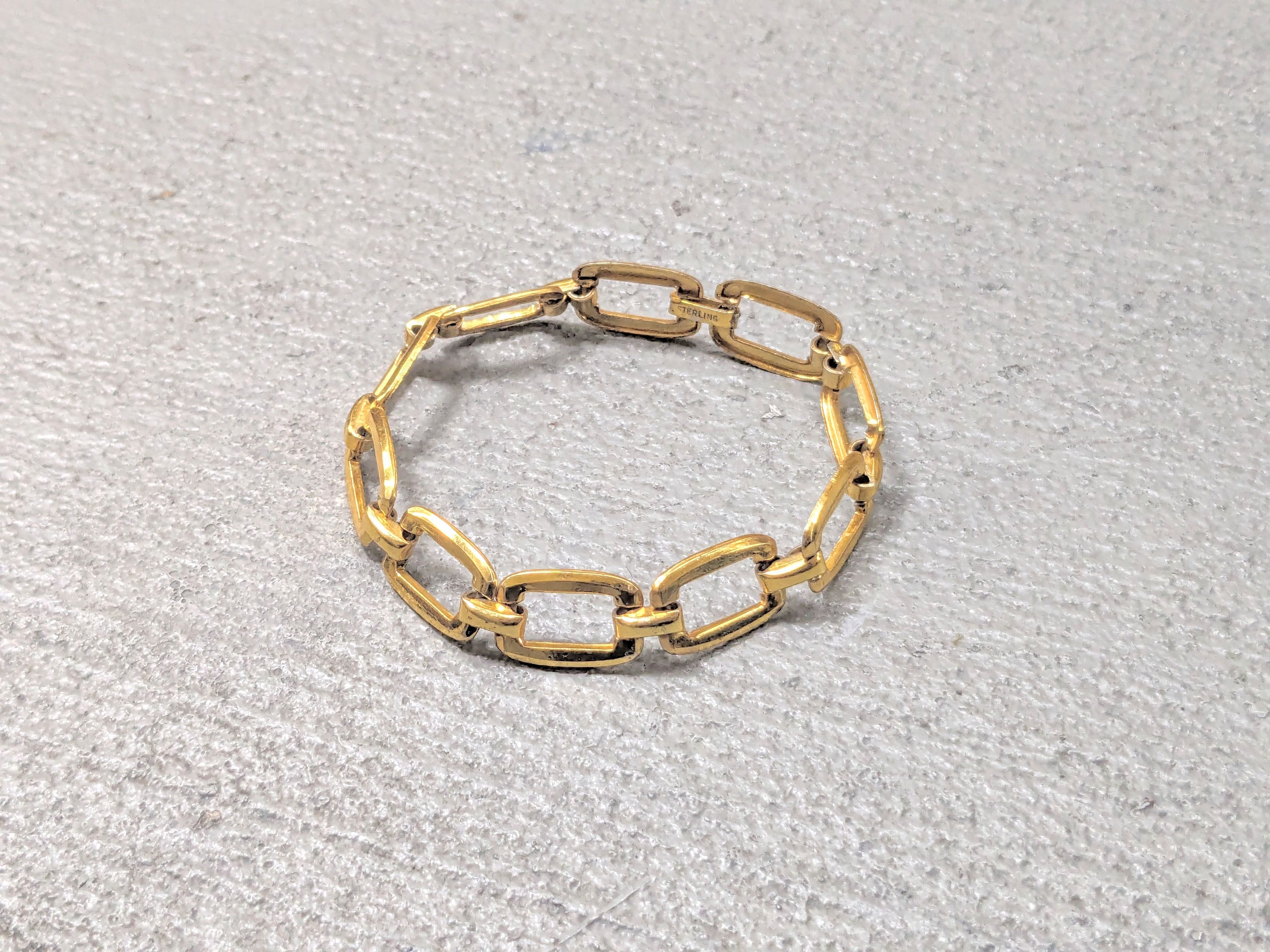 Vintage Sterling Silver Bracelet Gold Plated 7.25