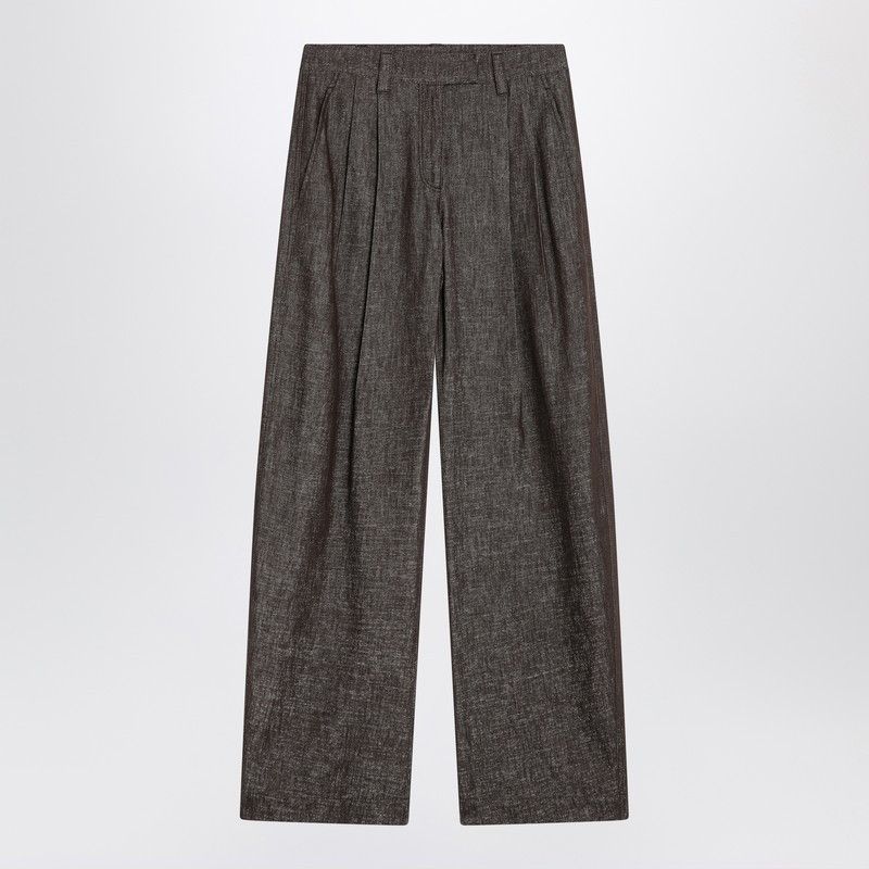 パンツ BRUNELLO CUCINELLI WIDE AVIO-COLORED TROUSERS IN LINEN BLEND BRUNELLO CUCINELLI Pleated linen-blend wide-leg pants | NET