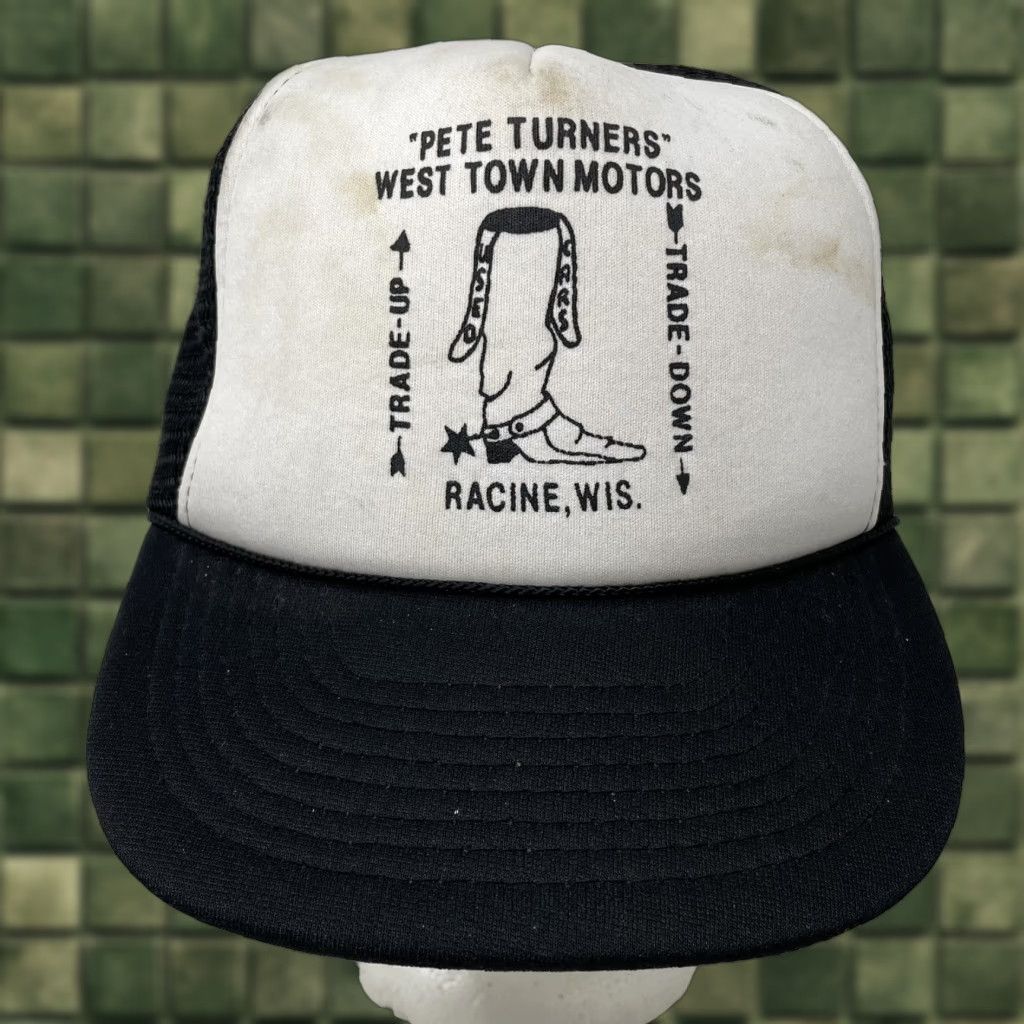 Vintage VINTAGE Pete Turners West Town Motors RACINE WISCONSIN Trucker Hat Snapback SD24 Men One Size Gray Hat Size ONE SIZE - 1 Thumbnail