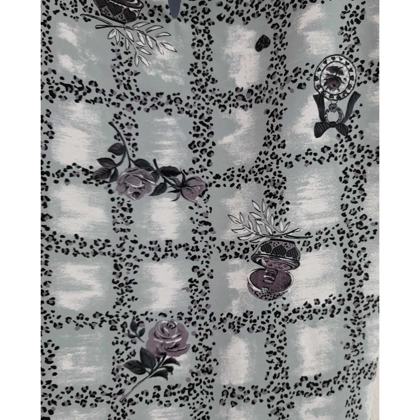 Other Jordan Gray Green Floral Print Top Medium Keyhole Back Size M / US 6-8 / IT 42-44 - 3 Thumbnail