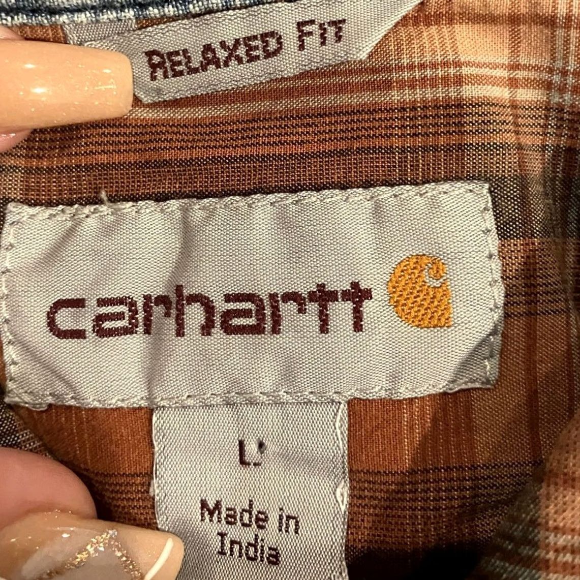 Carhartt Carhartt Shirt Mens Burnt Orange Plaid Pearl Snap Relaxed Fit Stretch Large Size US L / EU 52-54 / 3 - 6 Thumbnail
