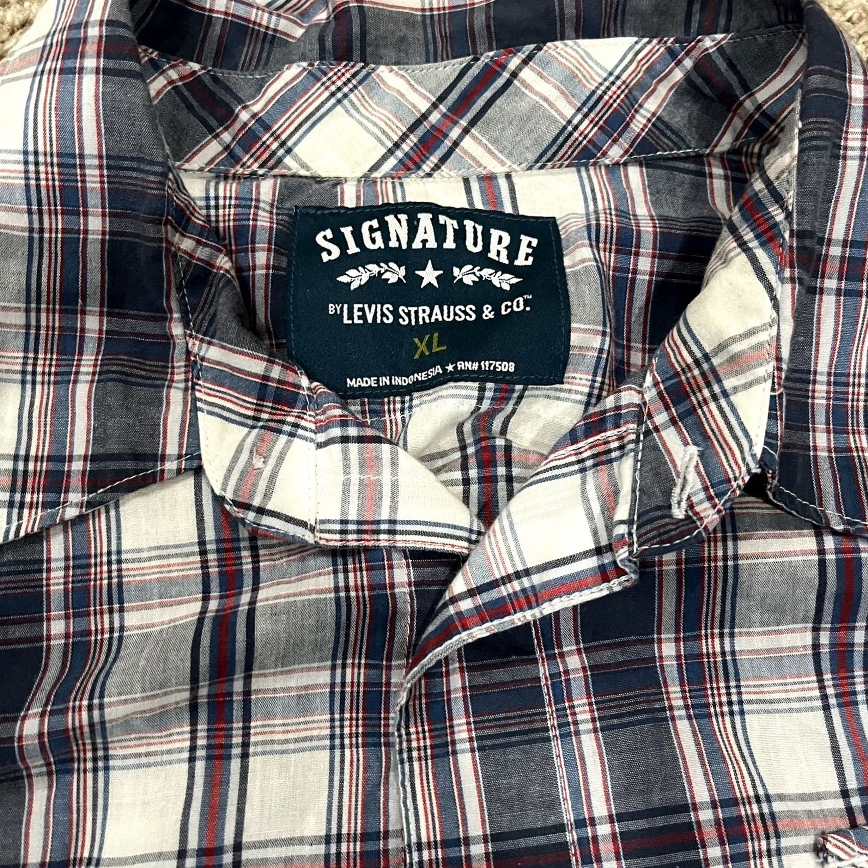 Levi's Levis Pearl Snap Shirt Plaid Long Sleeve Mens XL Button Signature Western Wear Size US XL / EU 56 / 4 - 2 Thumbnail
