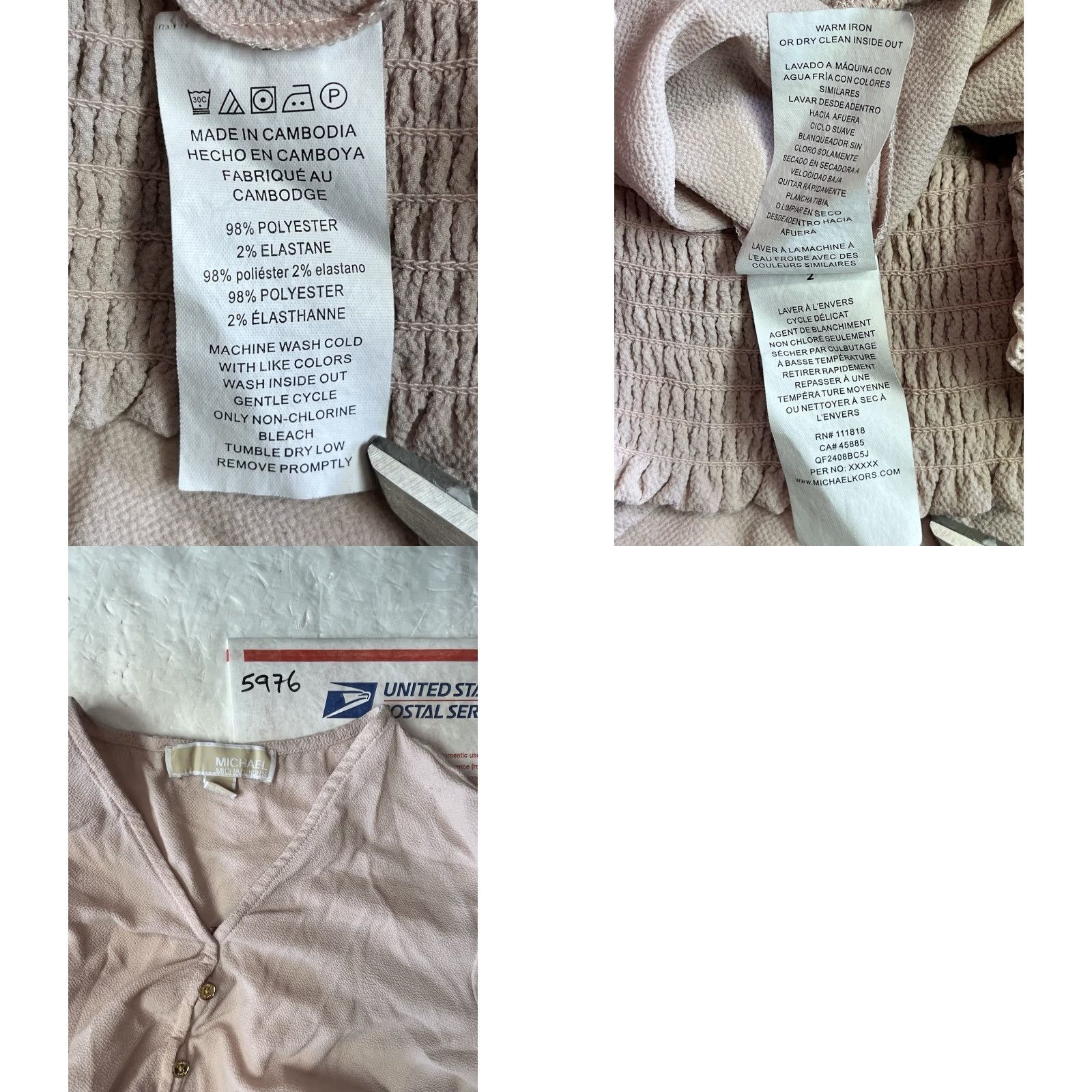 Michael Kors Michael Kors Rose V-Neck Long Sleeve Blouse M Women Regular Size Medium Shirt Rose 90s? (No, avoid 90s) Size M / US 6-8 / IT 42-44 - 9 Thumbnail