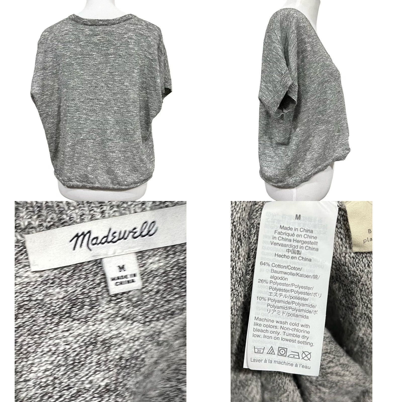 Madewell Madewell Sweater Tee Short Sleeve Top Heathered Gray Cotton Blend Paulson Sz M Womens V-Neck Pullover Shirt Size M / US 6-8 / IT 42-44 - 8 Thumbnail