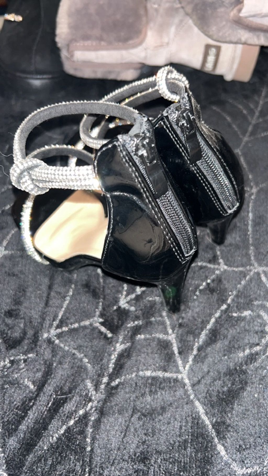 The Unbranded Brand Women's Unbranded Black & Silver Rhinestone Heels Size 8 Size US 8 / IT 38 - 3 Thumbnail