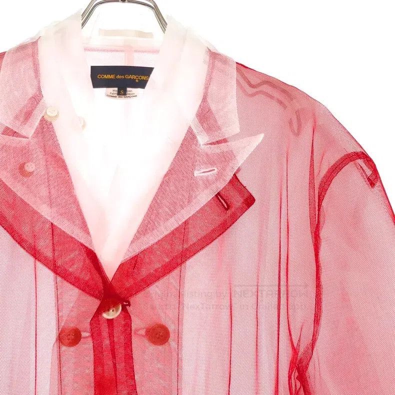 Comme des Garcons Comme Des Garcons Red Tinted Net Layered Top Size S / US 4 / IT 40 - 2 Thumbnail