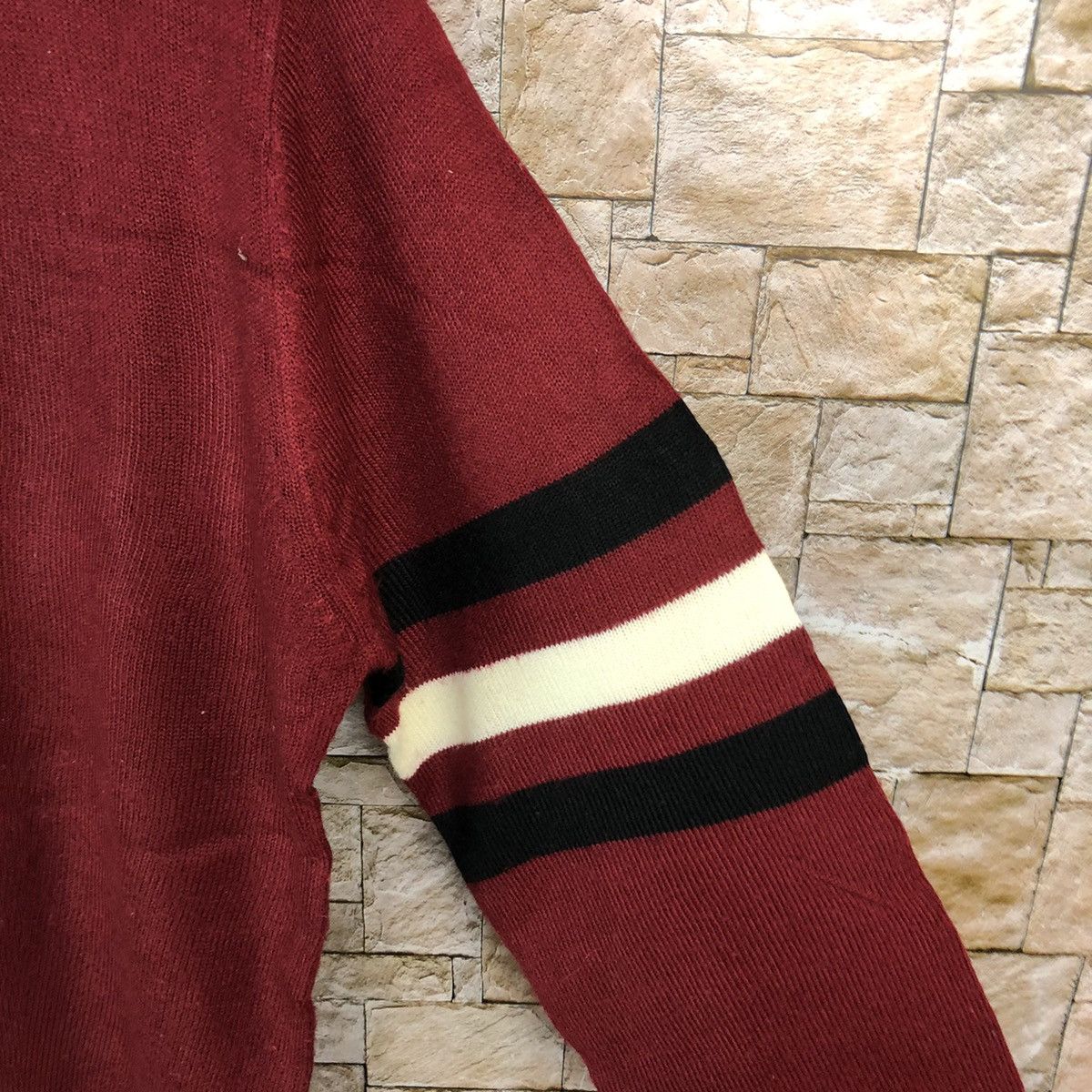Homespun Knitwear × Japanese Brand Beranfan Red Maroon Cardigan vintage #A654 Size US M / EU 48-50 / 2 - 10 Thumbnail