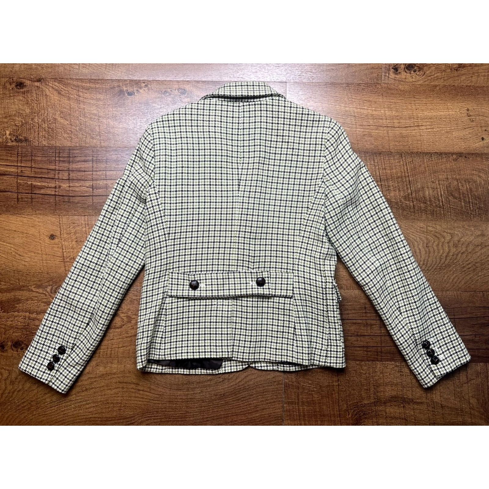 Talbots Talbots Houndstooth Blazer 6P Petite Wool Career Professional Women Jacket Blazer Notch Button Wood Buttons Black Size M / US 6-8 / IT 42-44 - 3 Thumbnail