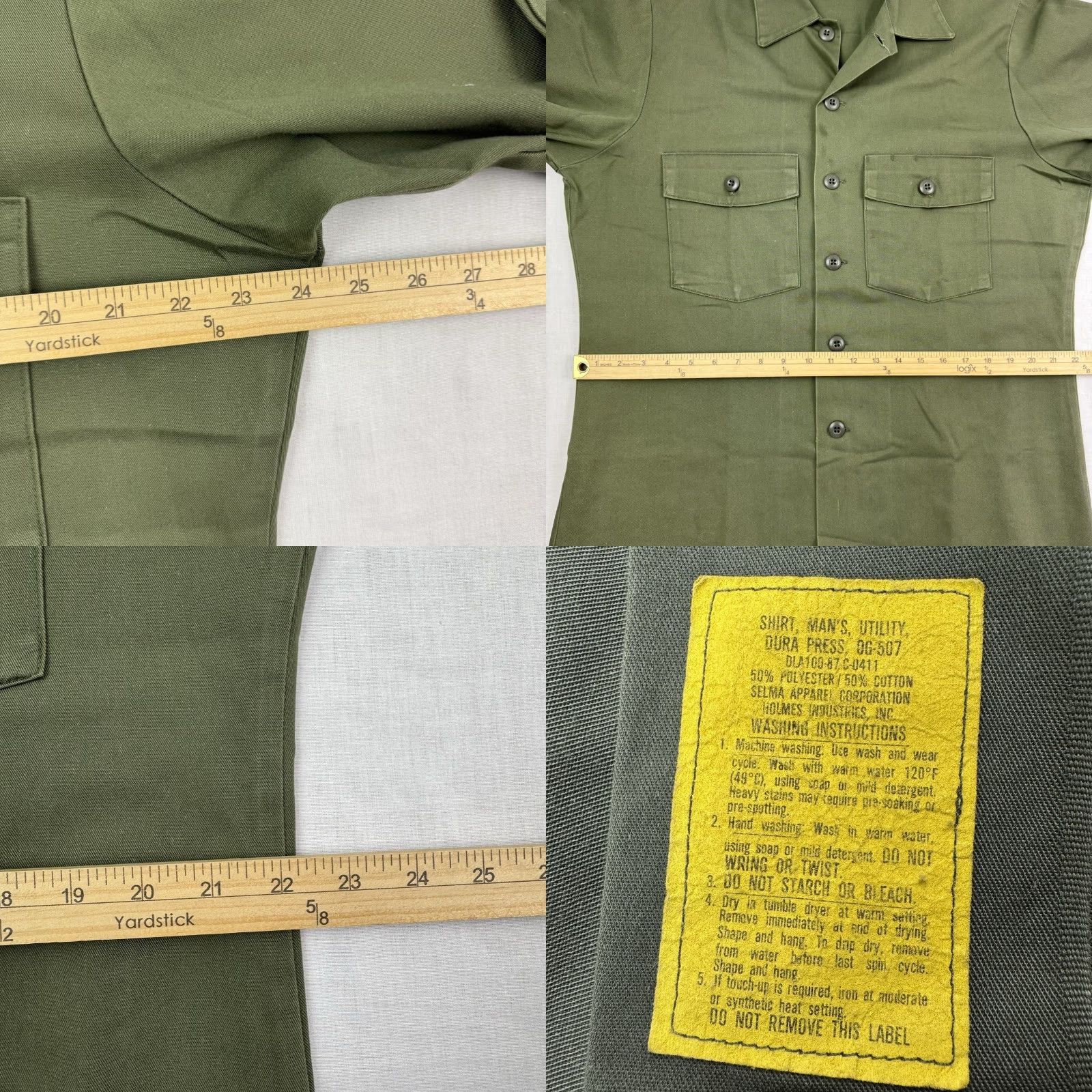 Vintage VINTAGE Army Button-Up Shirt Men's XL Green 1980s USA Military Reg/Regular Button-Front Size US XL / EU 56 / 4 - 8 Thumbnail