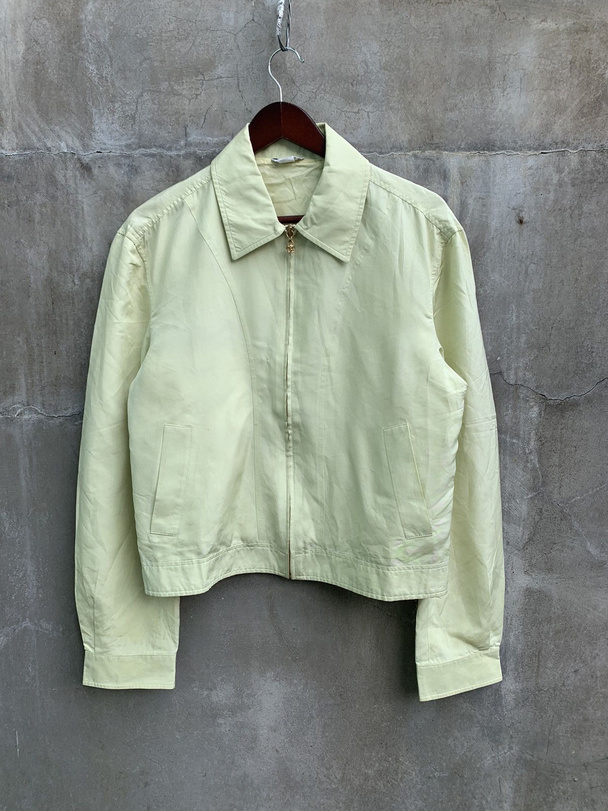 image of Gianni Versace 90's Pastel Green Nylon Zip Up, Men's (Size Small)