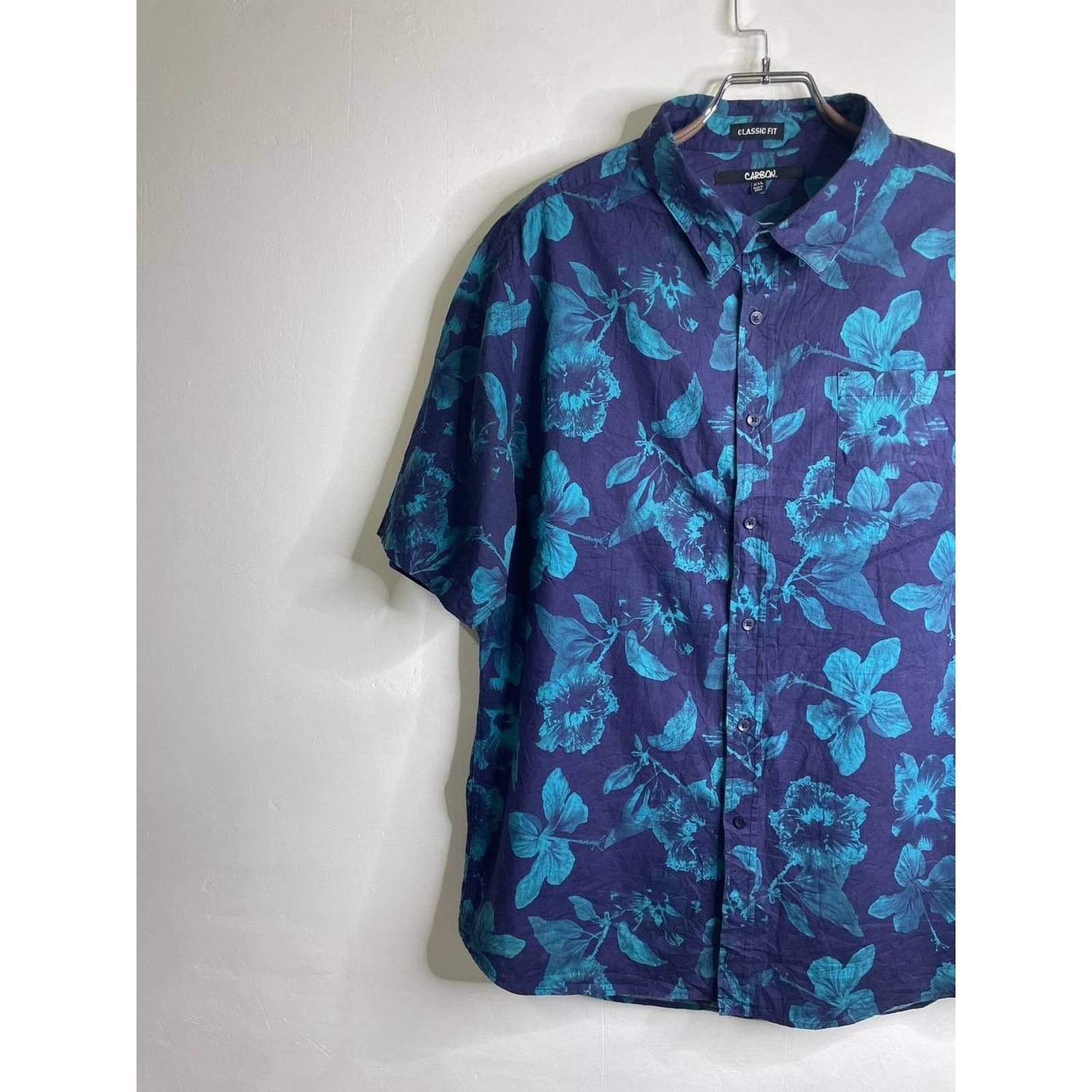 Carbon Vintage Carbon XXL Hawaiian Shirt Teal Floral Classic Fit Size US XXL / EU 58 / 5 - 4 Thumbnail