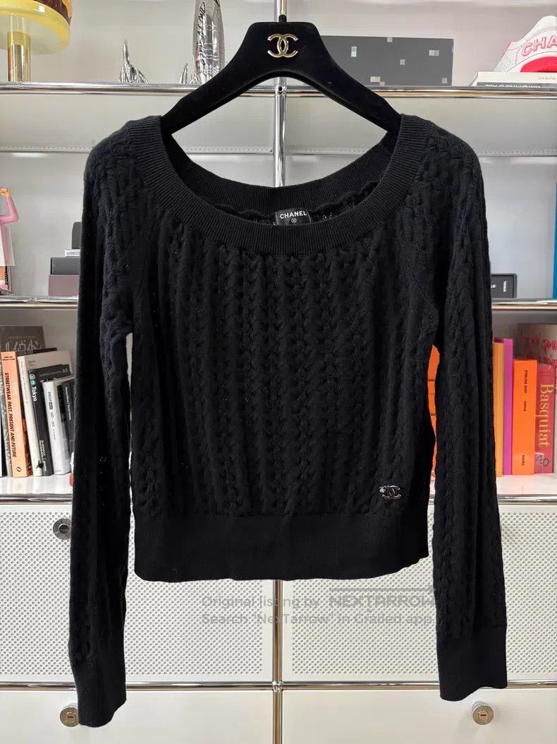 Chanel Chanel 24b black double C logo round neck knit Size XS / US 0-2 / IT 36-38 - 1 Thumbnail