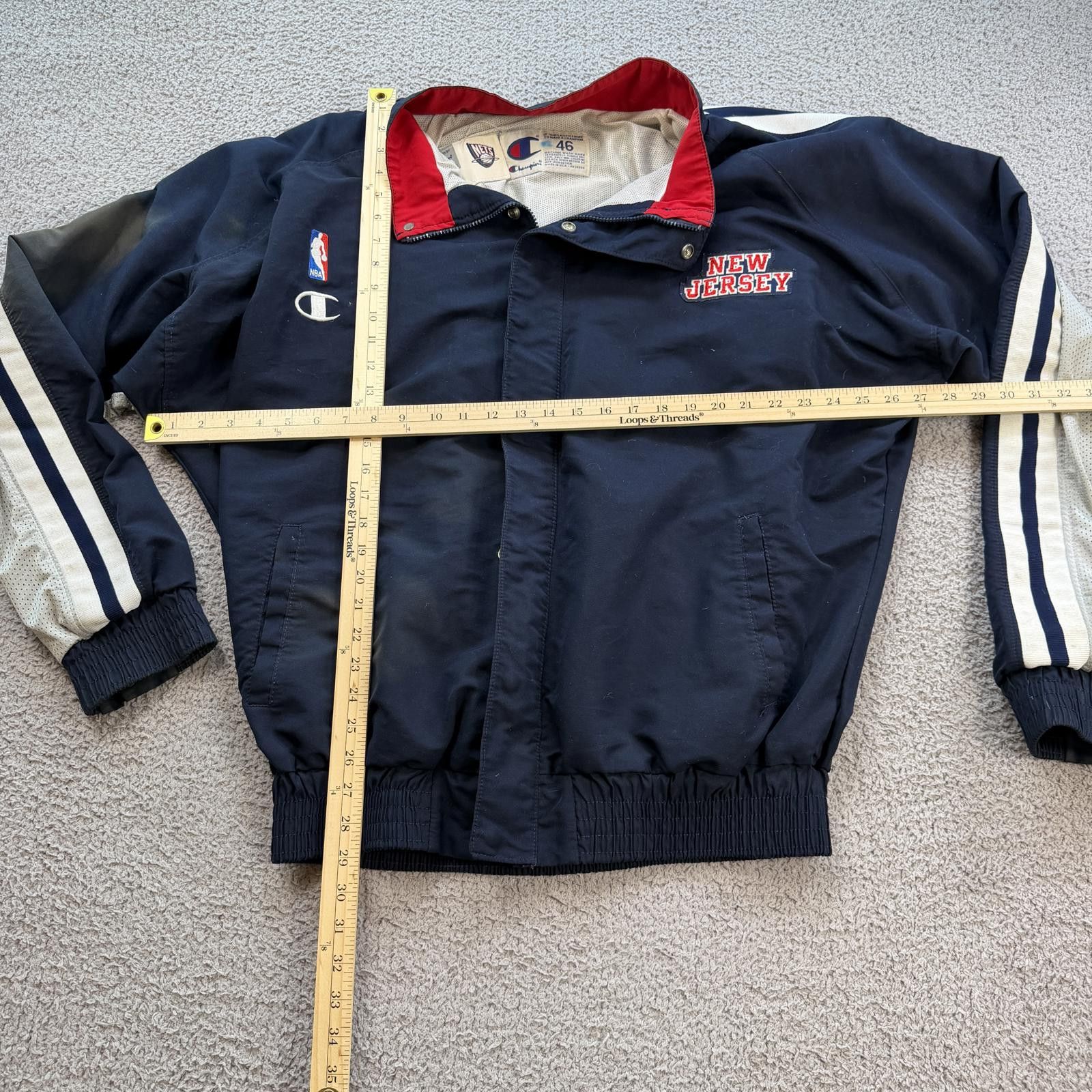 Champion Vintage 90s Champion New Jersey Nets NBA Warm Up Jacket USA Size US XL / EU 56 / 4 - 3 Thumbnail