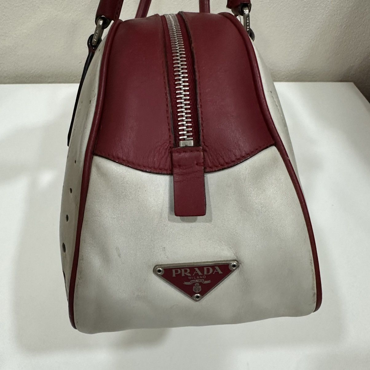 Prada PRADA VINTAGE 2000’s BOWLING BAG PERFORATED LEATHER Size ONE SIZE - 8 Thumbnail