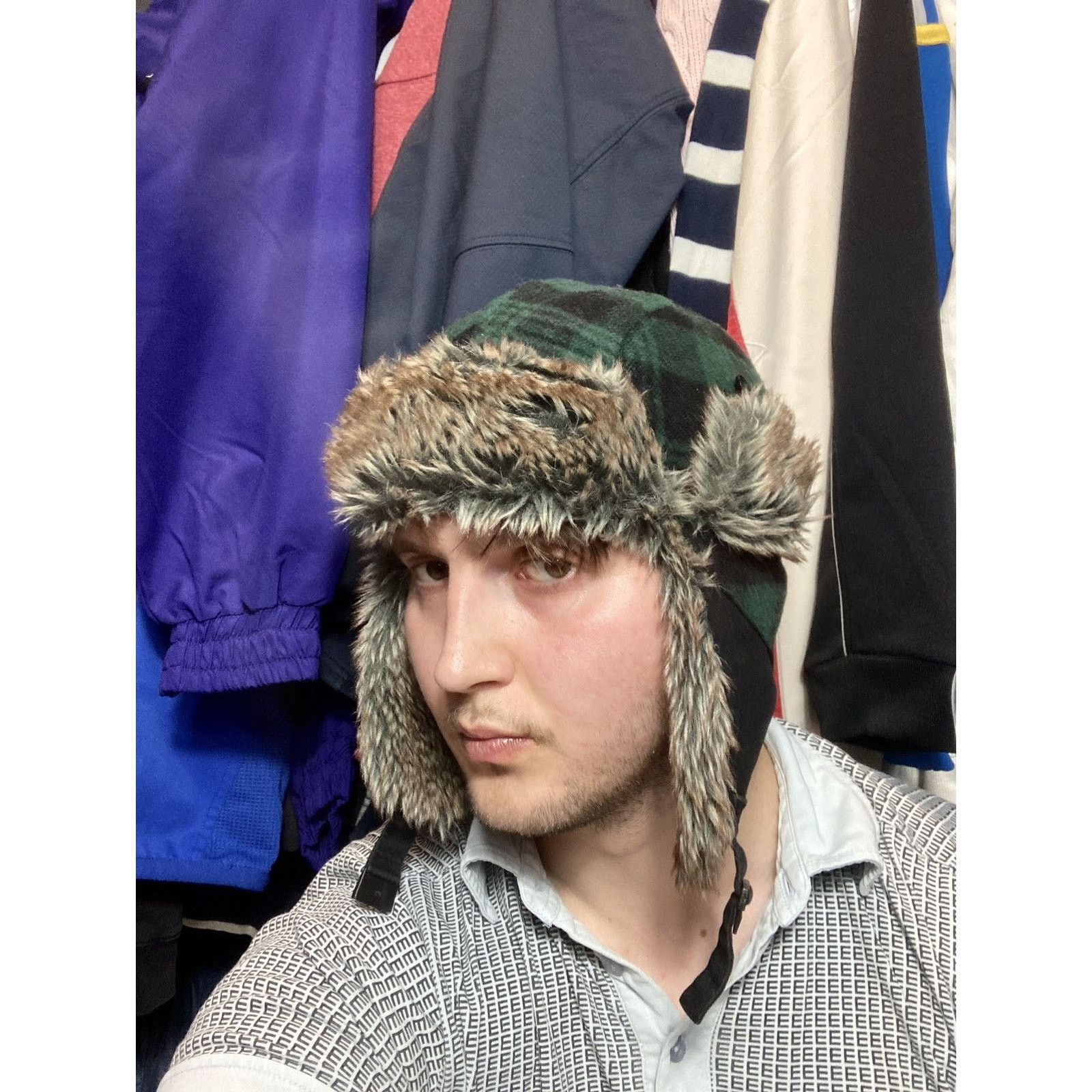 Japanese Brand × Vintage Red Wood Vintage Y2K USHANKA Mohair Fuzzy 90’s Hat+ Size ONE SIZE - 2 Thumbnail