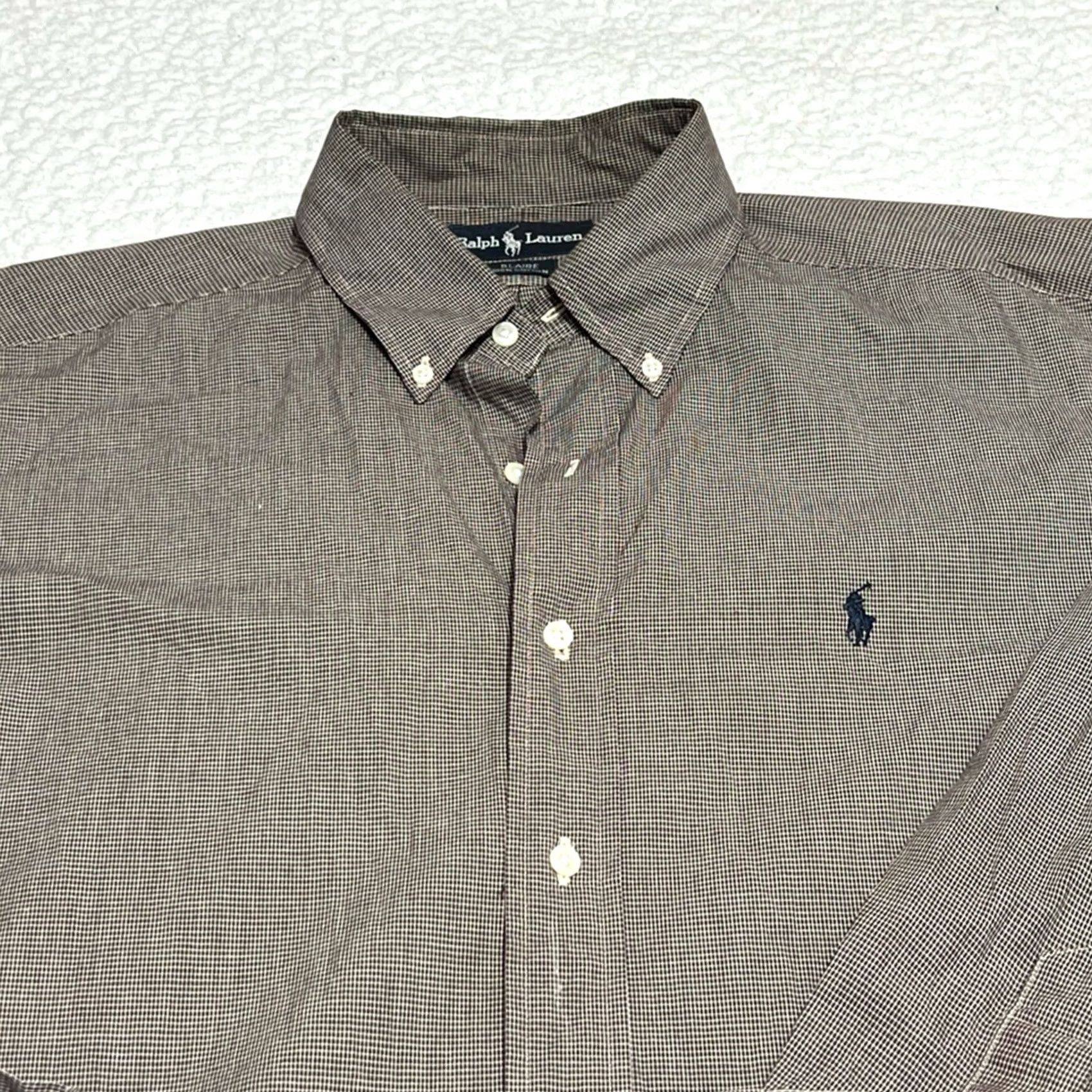 Polo Ralph Lauren Ralph Lauren Blaire L Button Down Shirt Men's Brown White Micro Check Pony Logo Shirt Size US L / EU 52-54 / 3 - 3 Thumbnail
