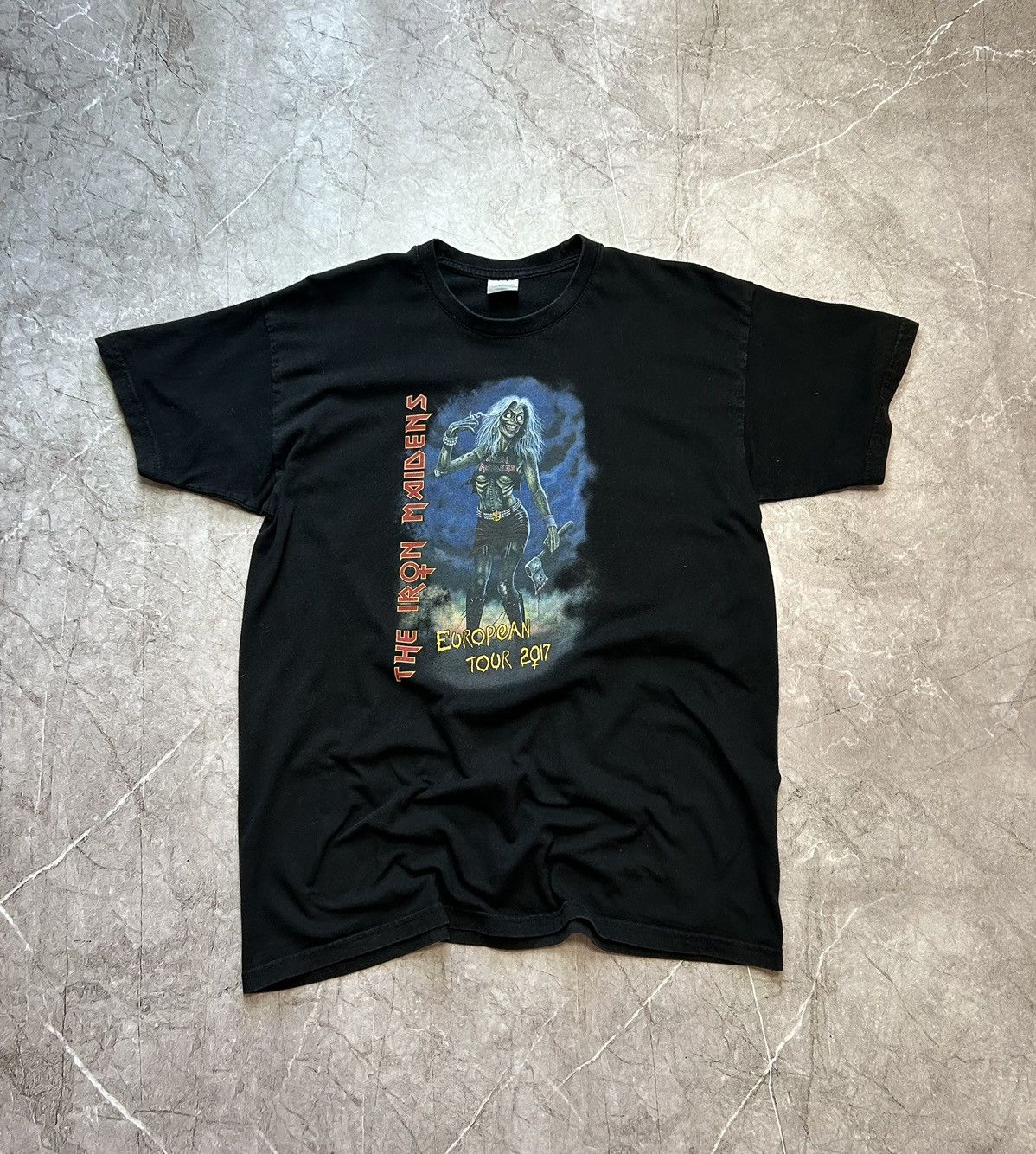 Band Tees × Vintage Vintage Iron Maiden Faded Black Rock T-Shirt Size US L / EU 52-54 / 3 - 2 Thumbnail