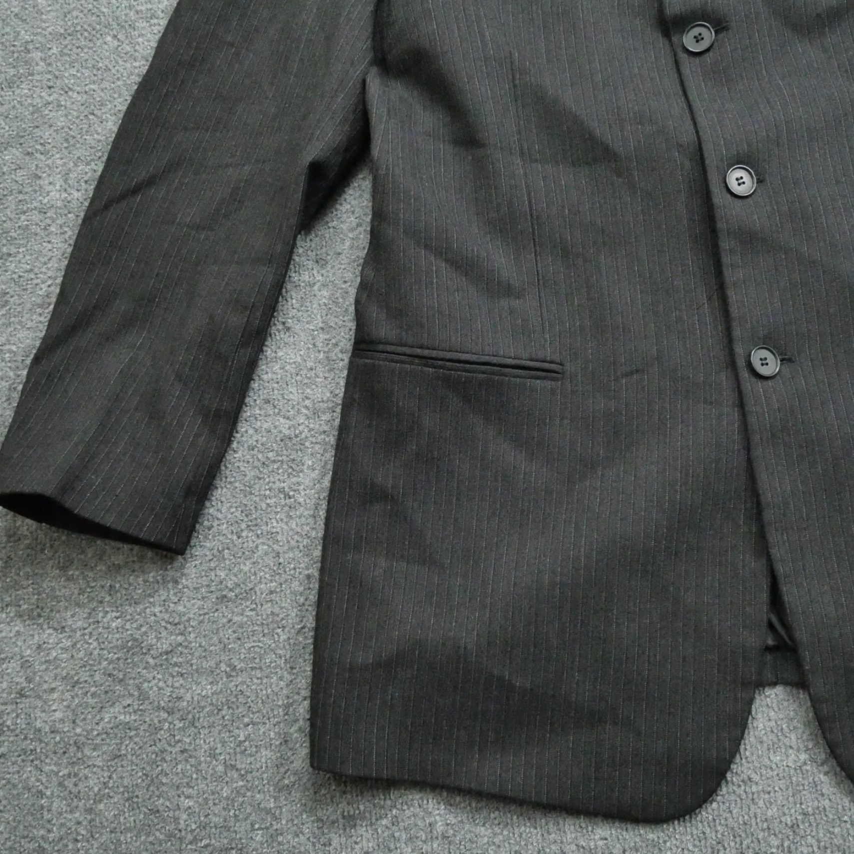 Emporio Armani VINTAGE Emporio Armani Jacket Blazer Mens 46 Grey Black Striped Made In Italy Size 46R - 2 Thumbnail