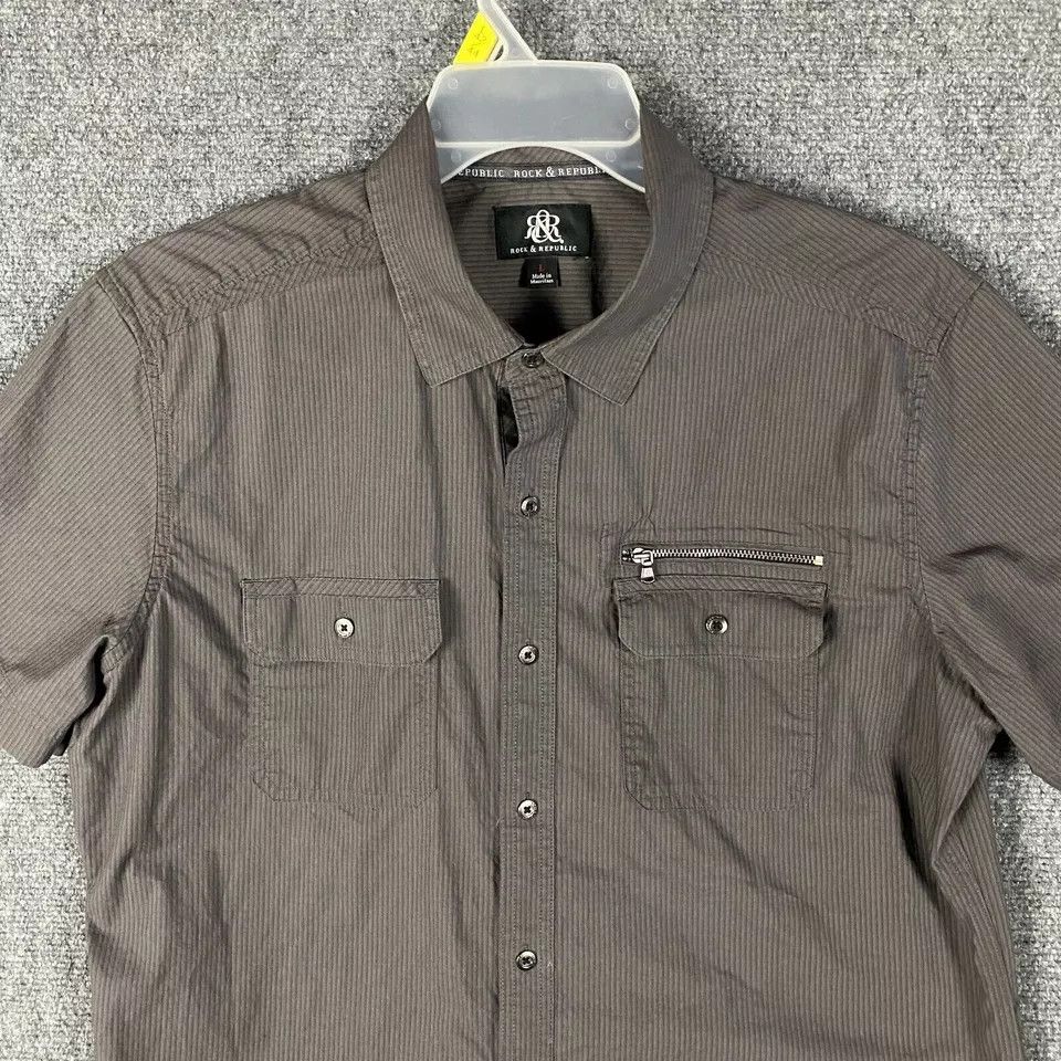 Other Rock & Republic Button Up Shirt Men's Short Sleeve Striped L Size US L / EU 52-54 / 3 - 2 Thumbnail