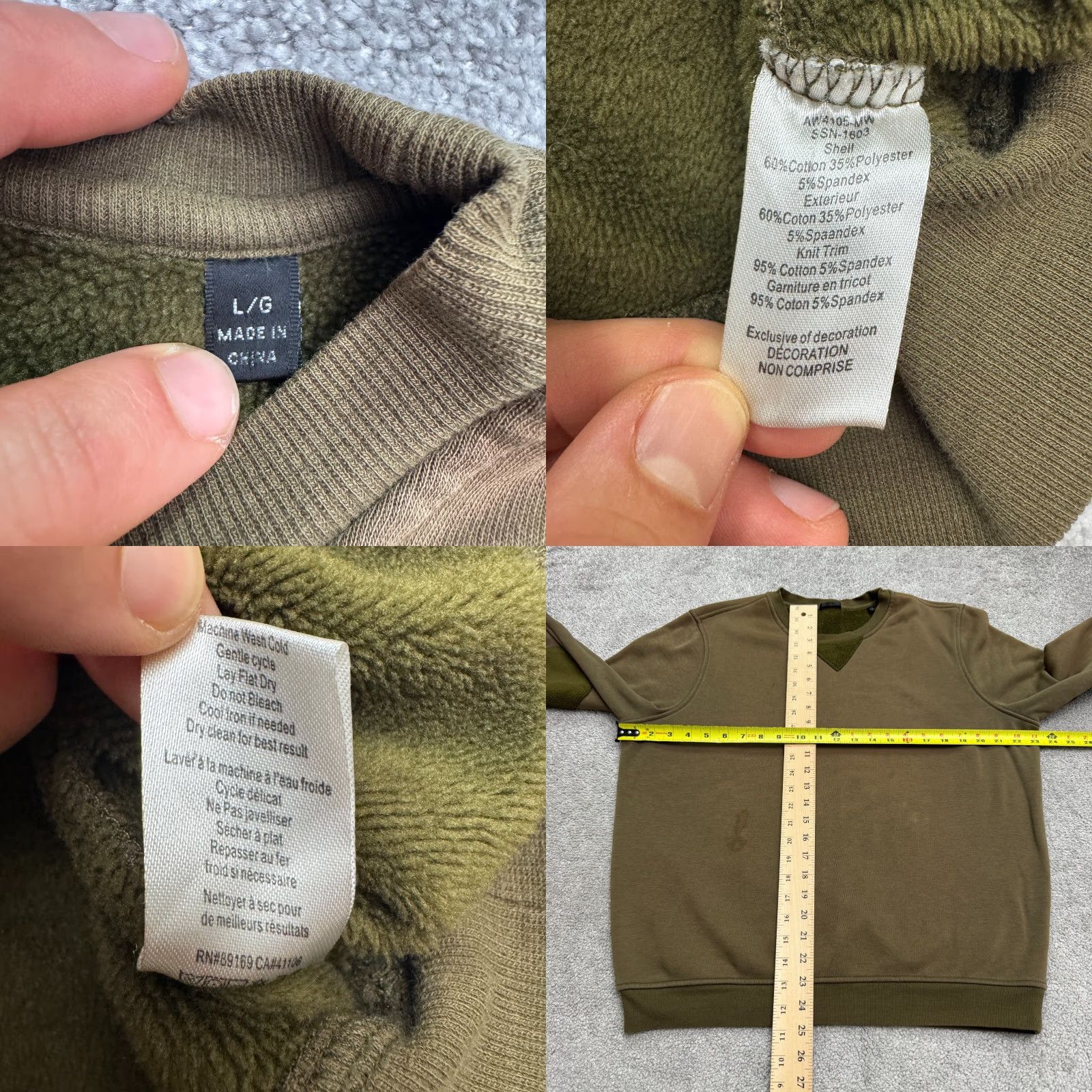 Olive ATM Pullover Sweatshirt Mens L Olive Green Elbow Patch Logo Classic Outdoor Streetwear Size US L / EU 52-54 / 3 - 8 Thumbnail