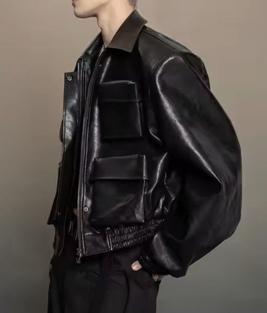 Japanese Brand Distressed Oversized PU Leather Bomber Jacket Size US M / EU 48-50 / 2 - 6 Thumbnail