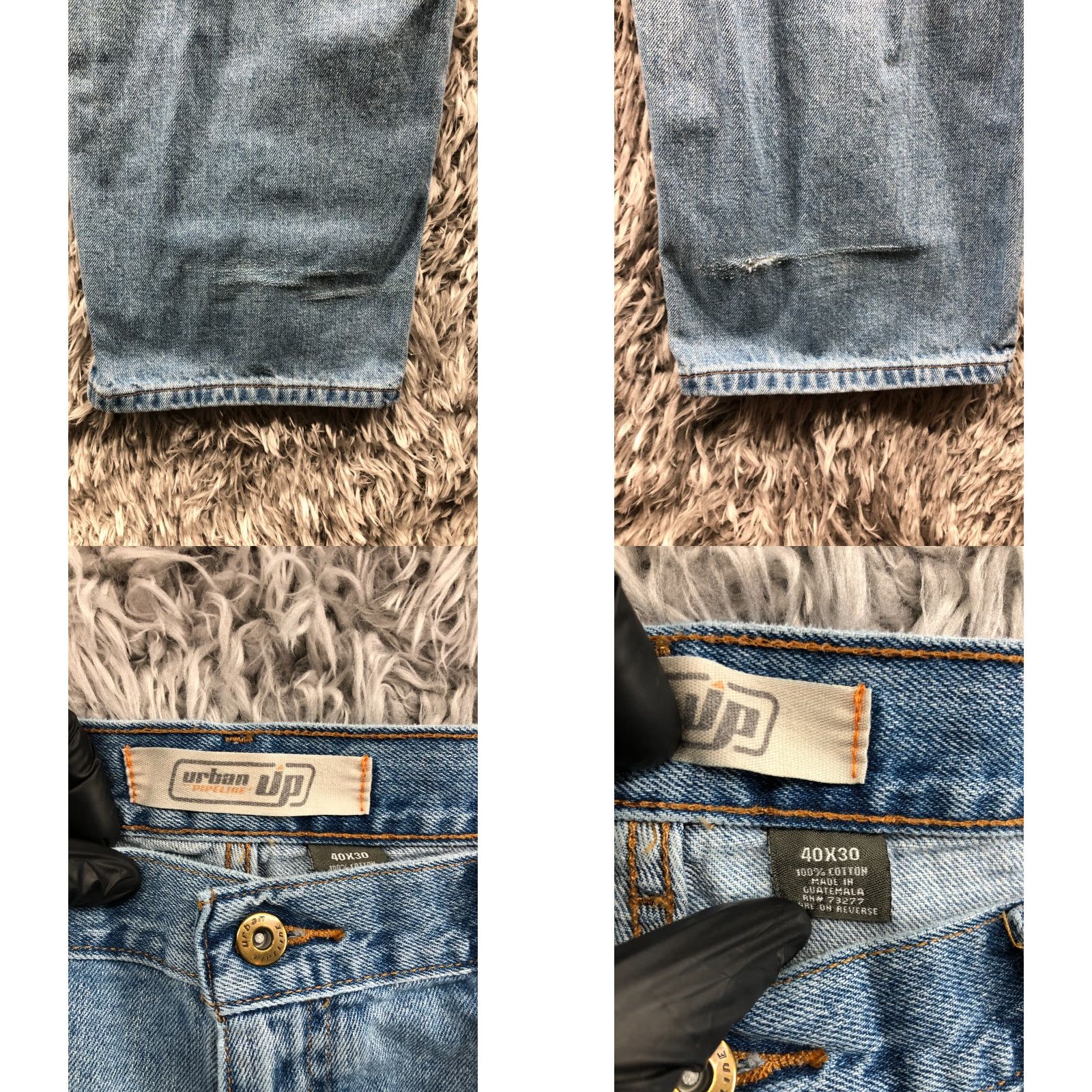 Vintage Urban Pipeline Jeans Straight Mid Rise Denim Blue 40x30 Mens Regular 5-Pocket Built-In Belt Loops Logo Cotton Blend Size US 40 / EU 56 - 8 Thumbnail