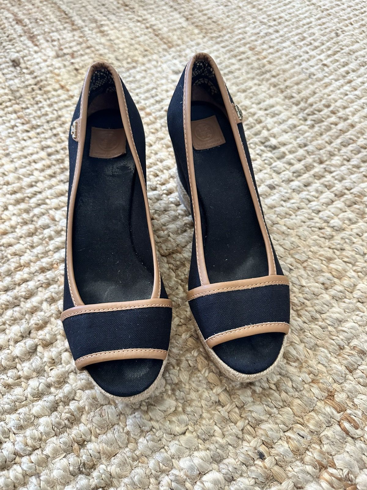 Tory Burch TORY BURCH Black Majorca Wedges Size 37 US 7 Size US 7 / IT 37 - 3 Thumbnail