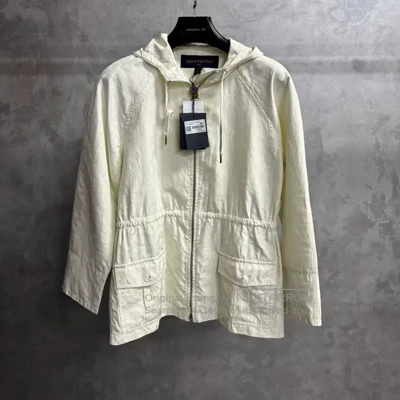 Louis Vuitton White Logo Printed Hooded Zip Long Sleeve Ja