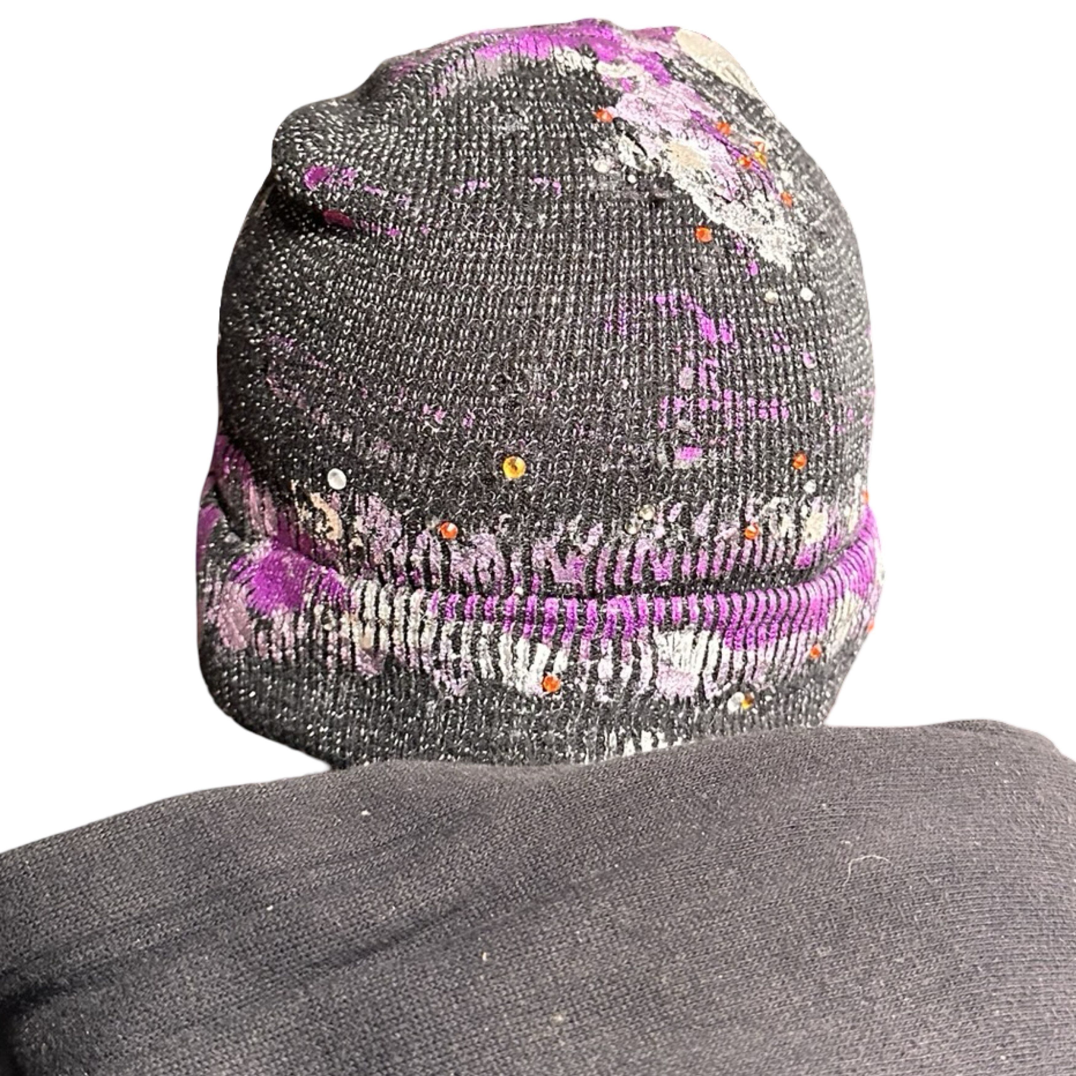 Other ASTROBOI* Black & Purple Metallic Rhinestone Winter Beanie Size ONE SIZE - 4 Thumbnail