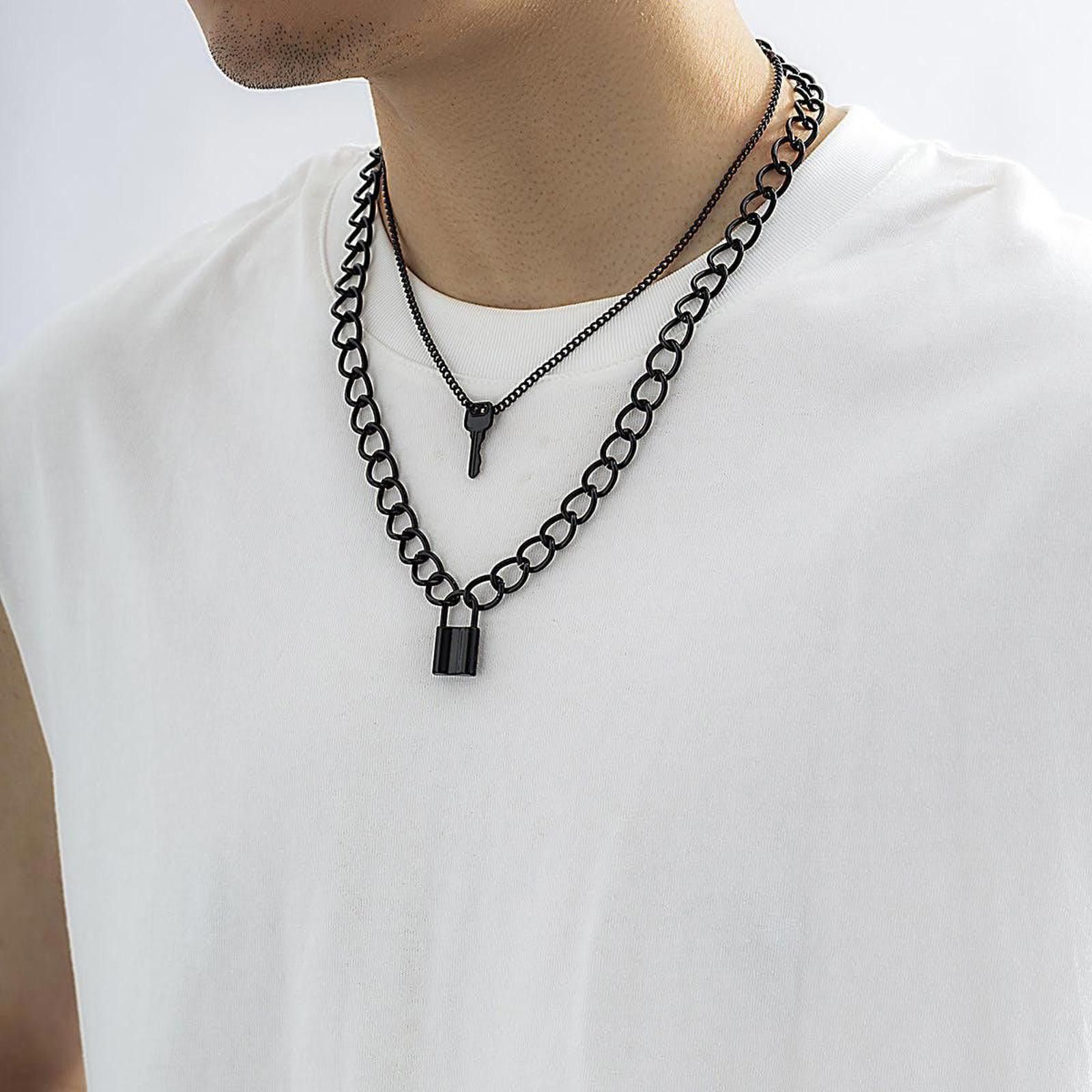 Jewelry Black Lock Pendant Necklace Size ONE SIZE - 3 Thumbnail