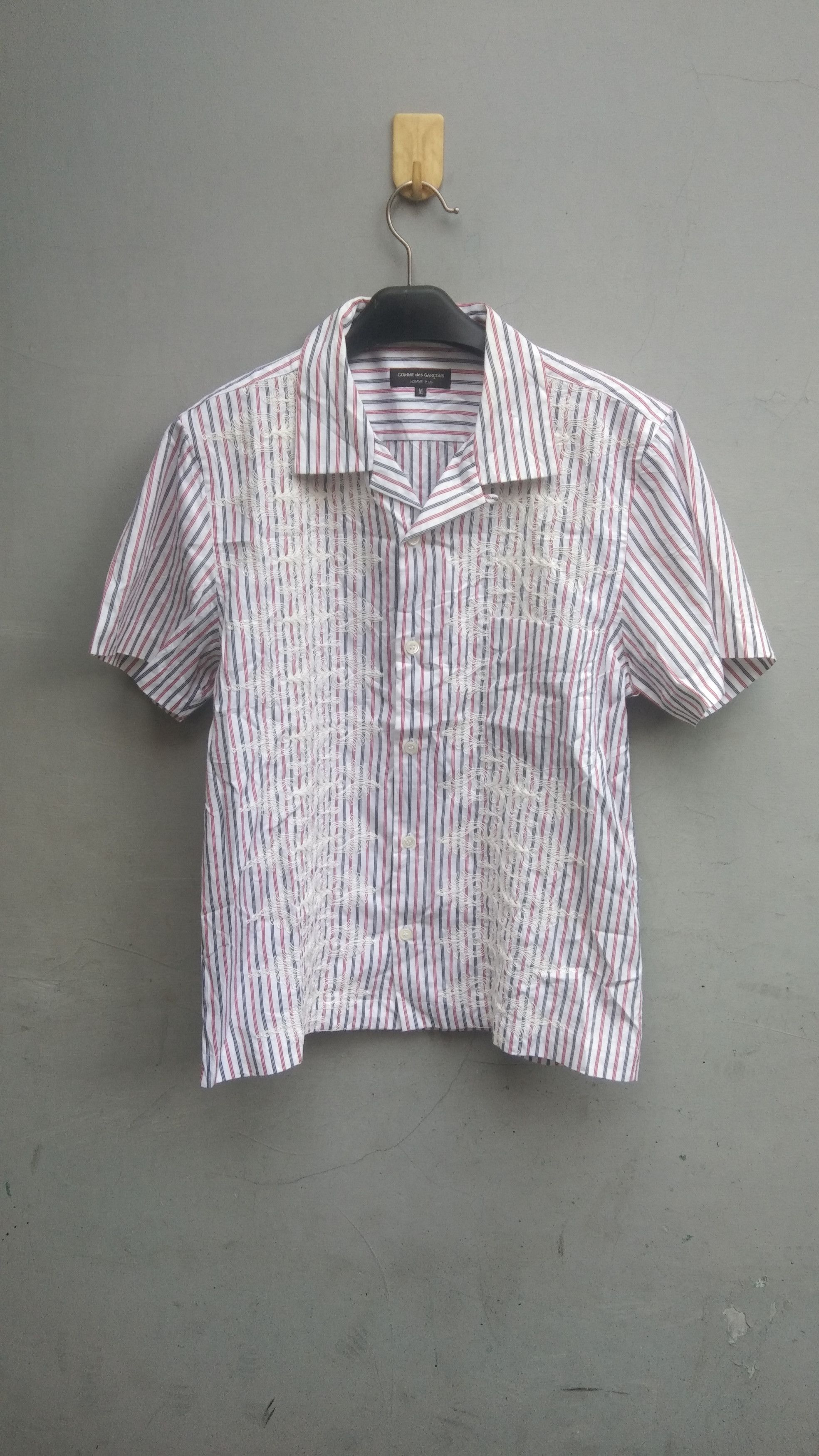 CDG homme+ 2001 stripe embordier tops shirt