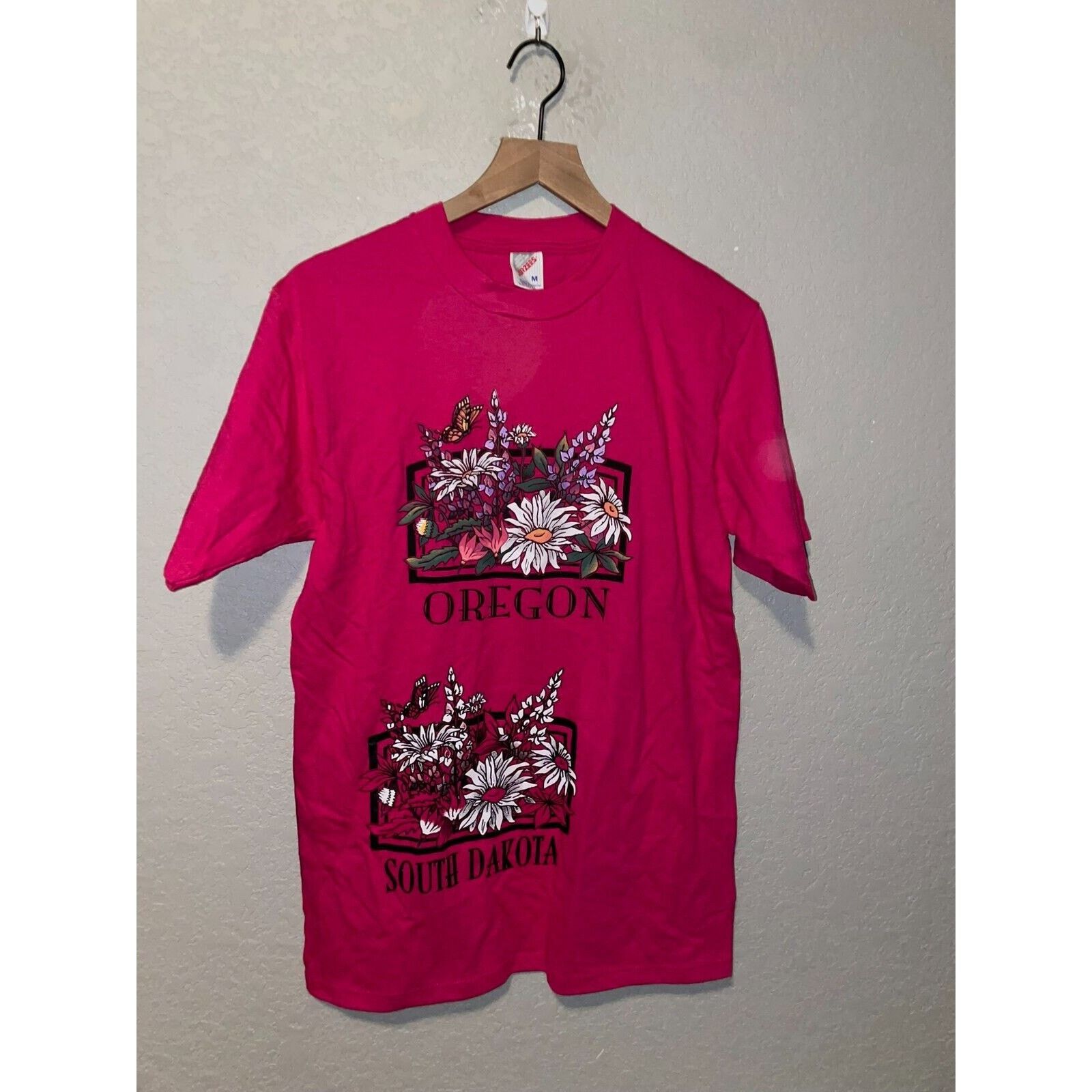 Jerzees Vintage Test Print Shirt Oregon South Dakota Pink Tee 90s M Size US M / EU 48-50 / 2 - 1 Thumbnail
